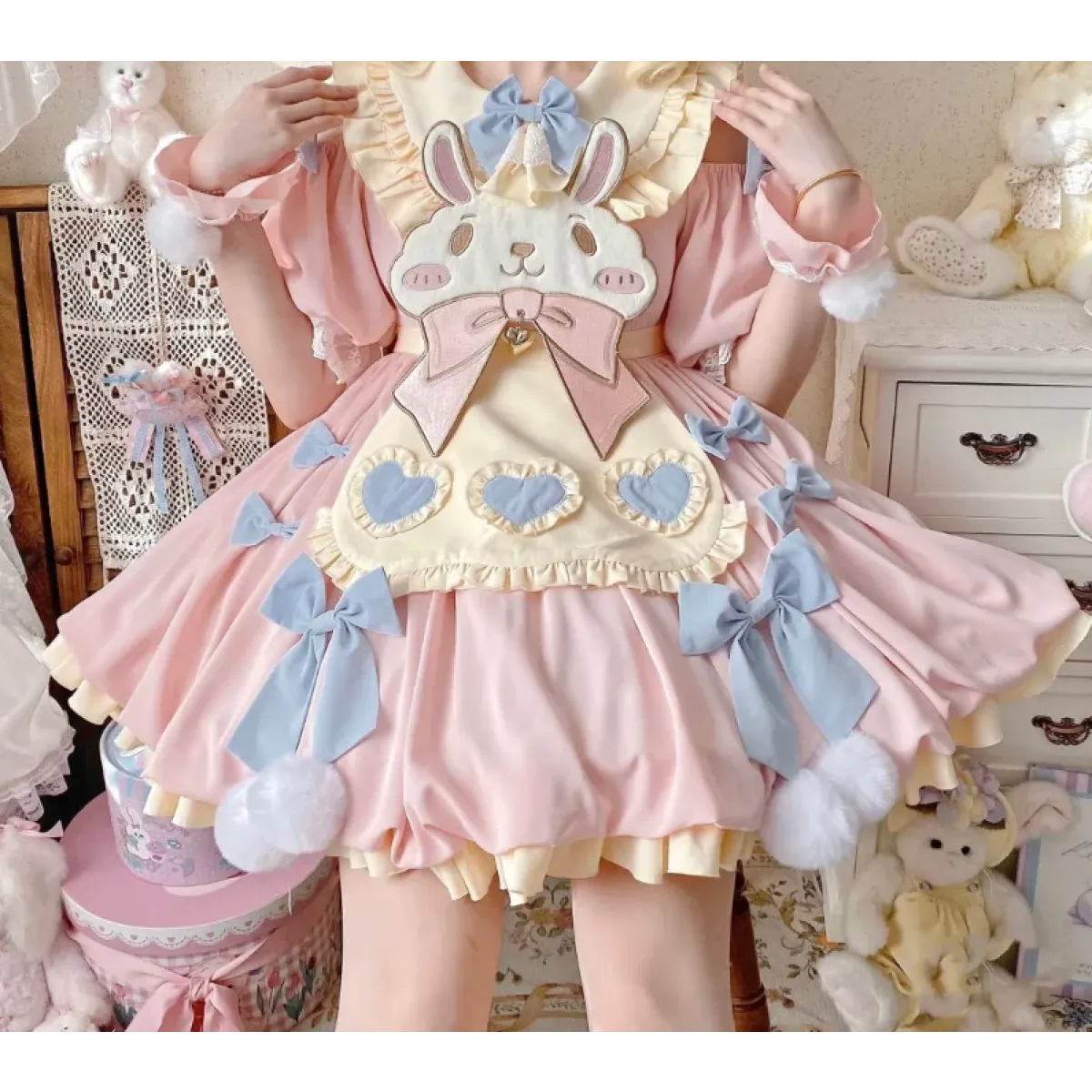 Pastel Lolita Bunny Bow Dress