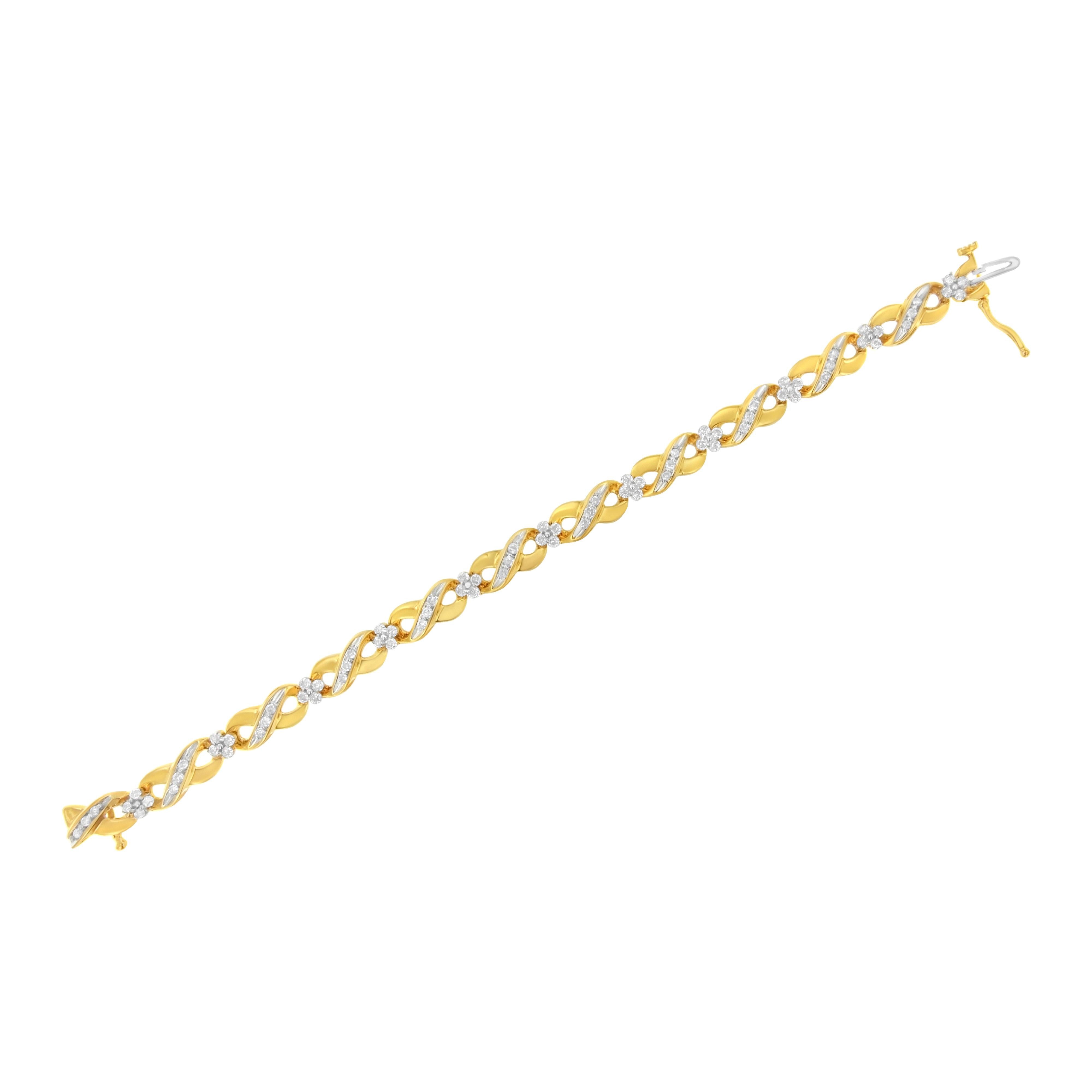 10K Yellow Gold Round-Cut Diamond Infinite Love Bracelet (1.00 cttw, I-J Color, I2-I3 Clarity)