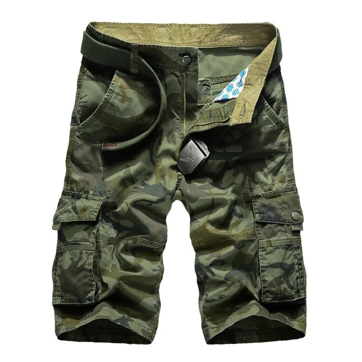 Military Camouflage Denim Cargo Shorts