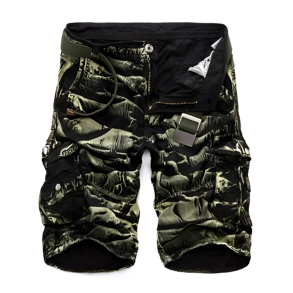 Military Camouflage Denim Cargo Shorts