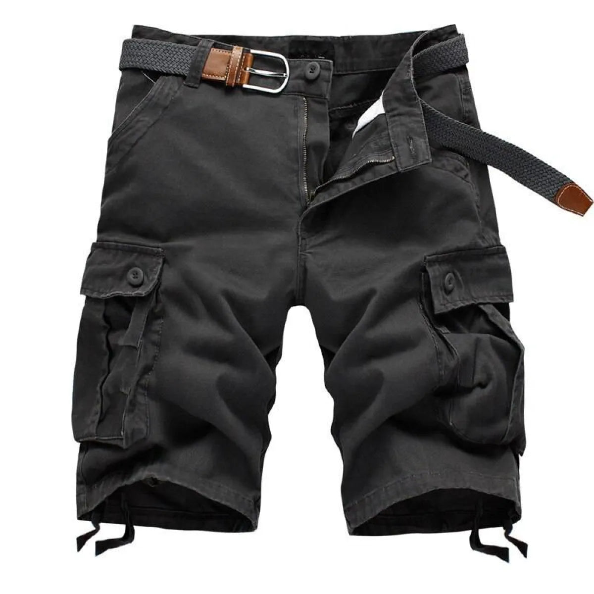 Patterned Button Cotton Cargo Trousers Shorts