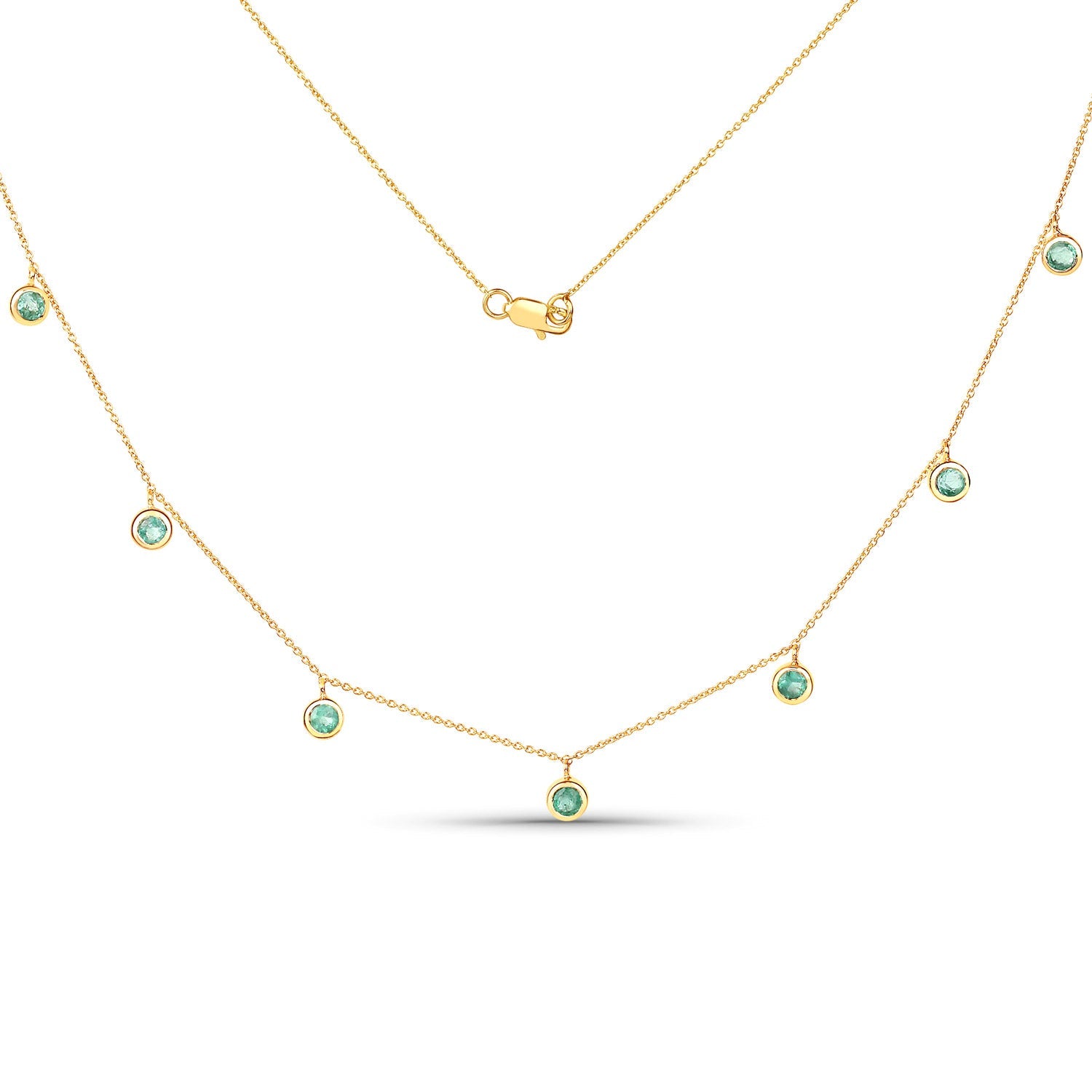 0.90 Carat Genuine Zambian Emerald 10K Yellow Gold Necklace
