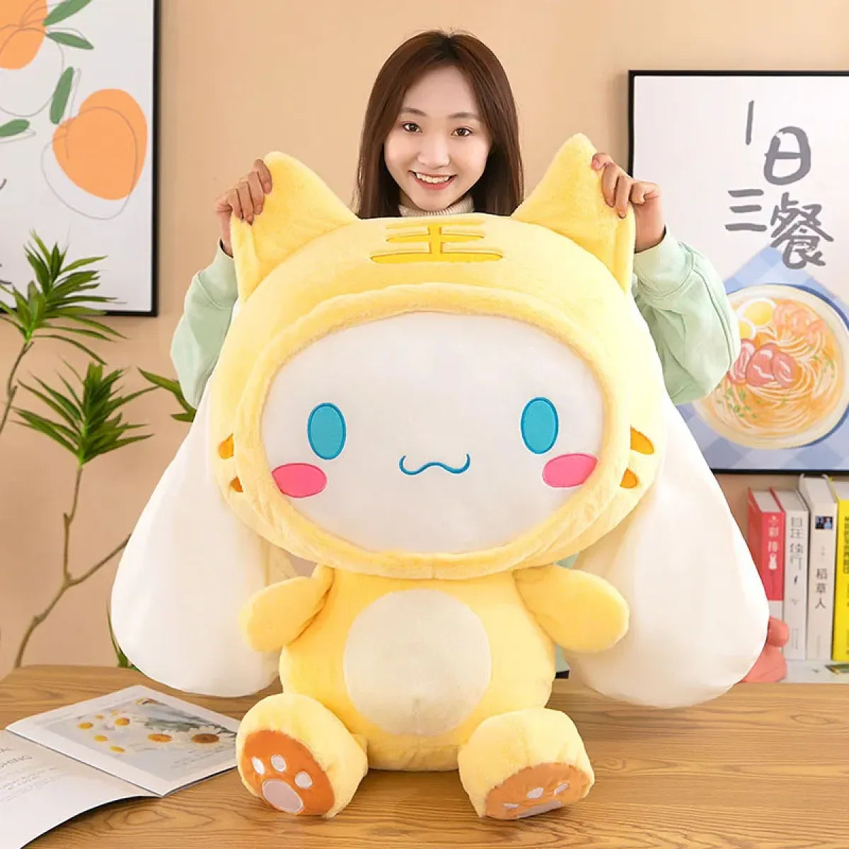 Large Kawaii Cinnamoroll Plush – Pastel Tie-Dye Comfort Pillow Toy