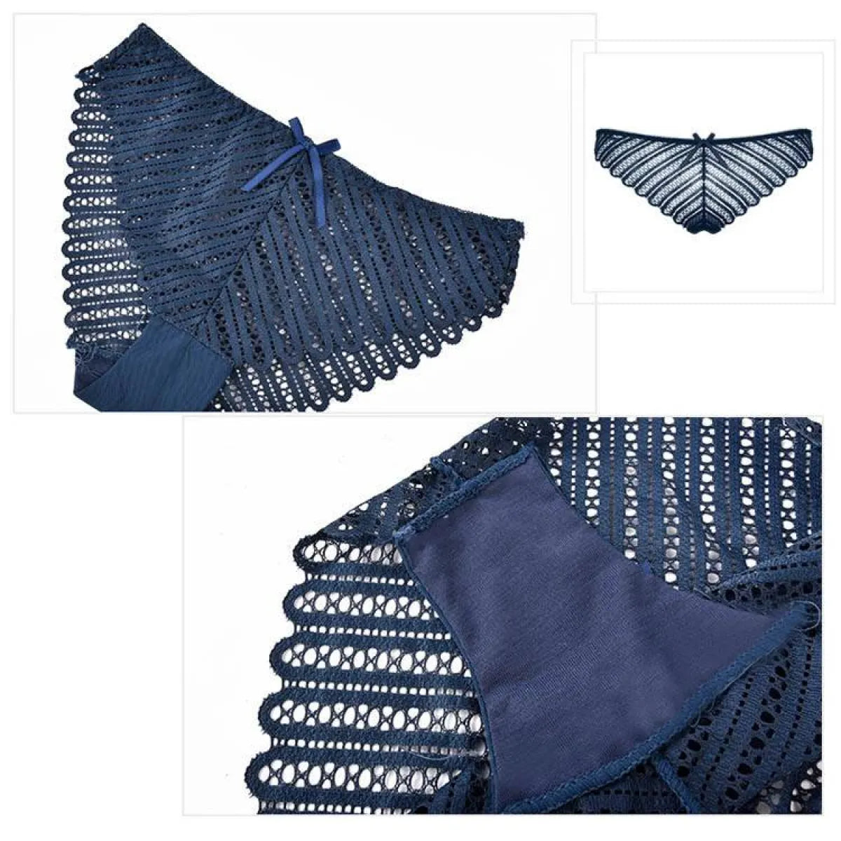 Lace Front Closure Bra With Panties Set