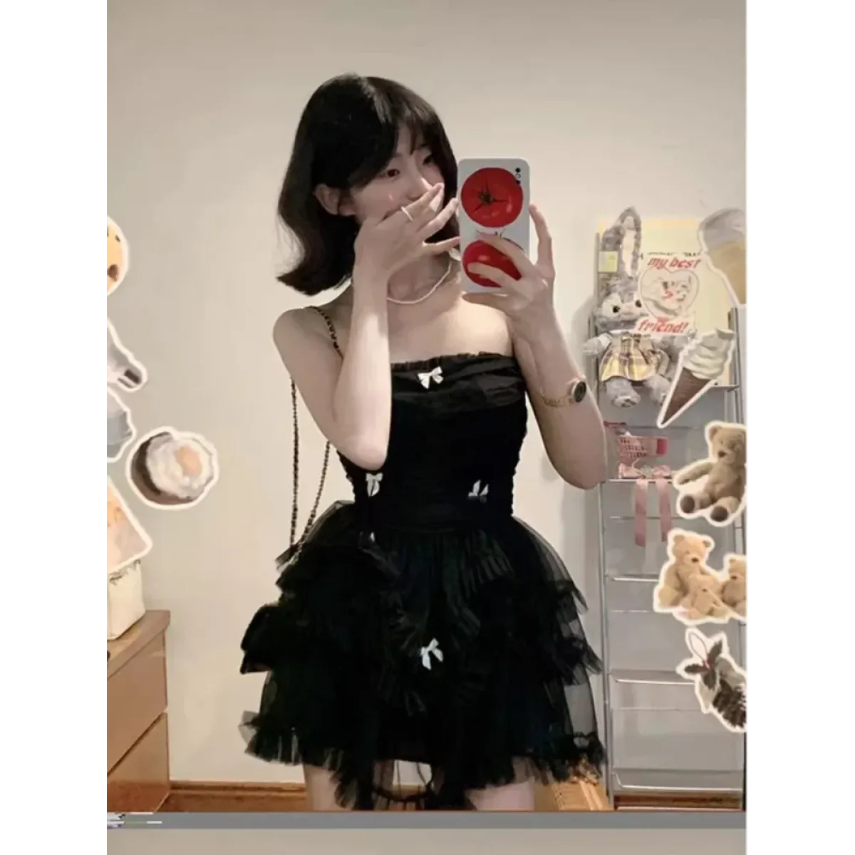 Corset Mini Dress – Y2K Lace Ruffle Bodycon Party Outfit