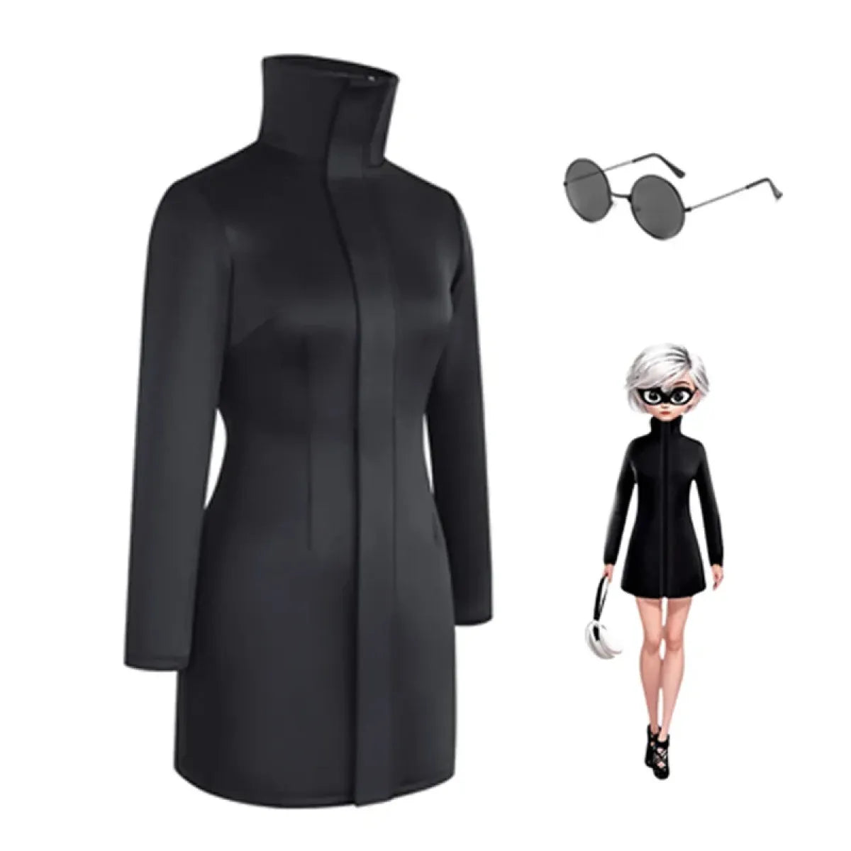 Gojo-Inspired Bodycon Cosplay Dress β Stretch Fit with Glasses Set