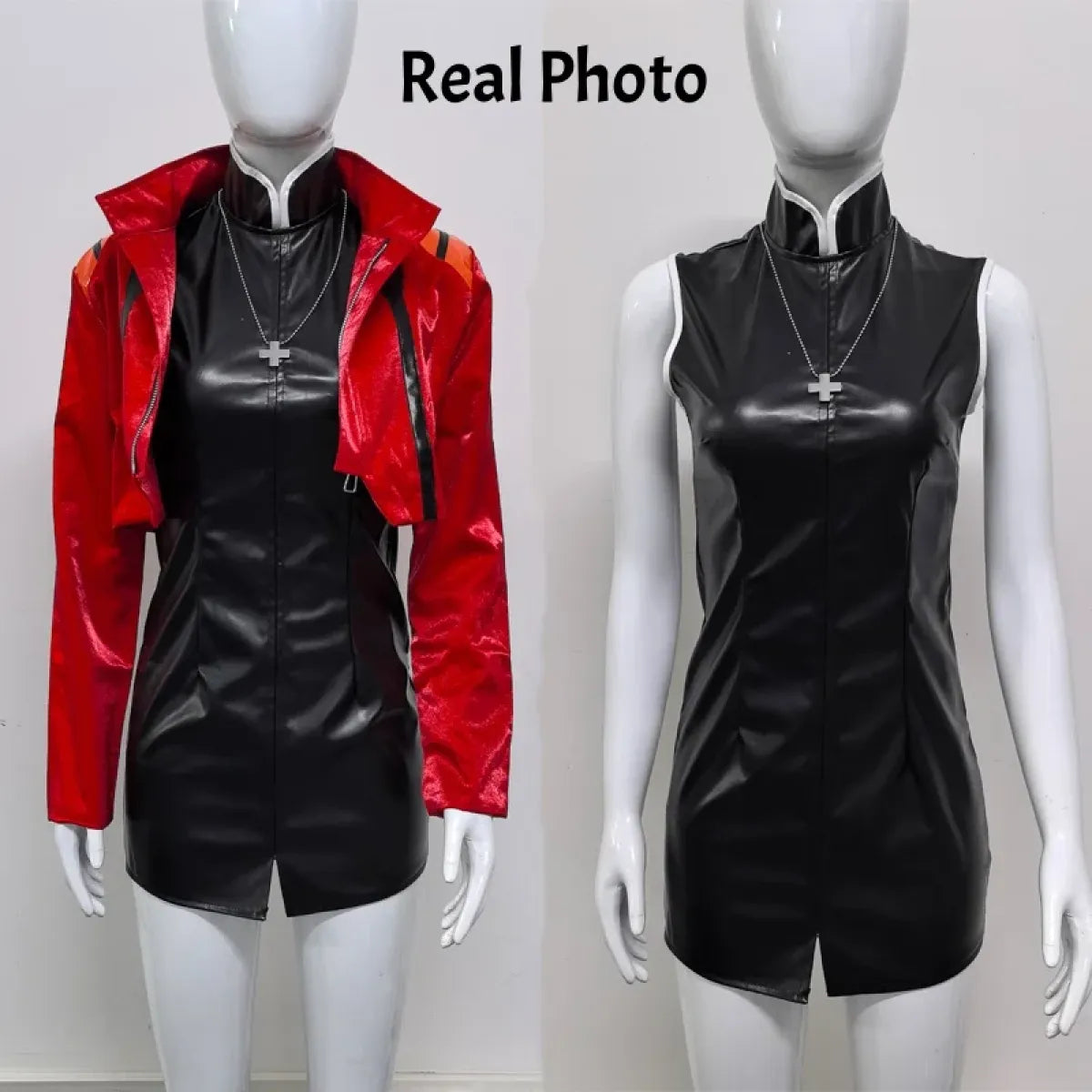 Misato Katsuragi EVA Cosplay Set ā Red Jacket & Black Dress Costume