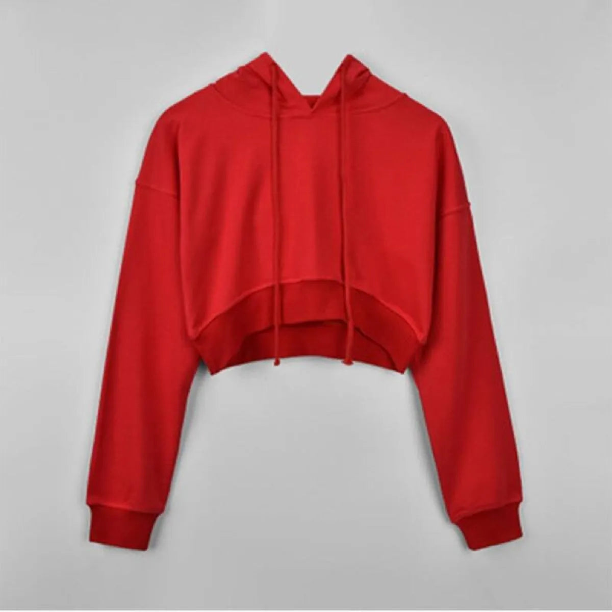Solid Color Cropped Hoodie