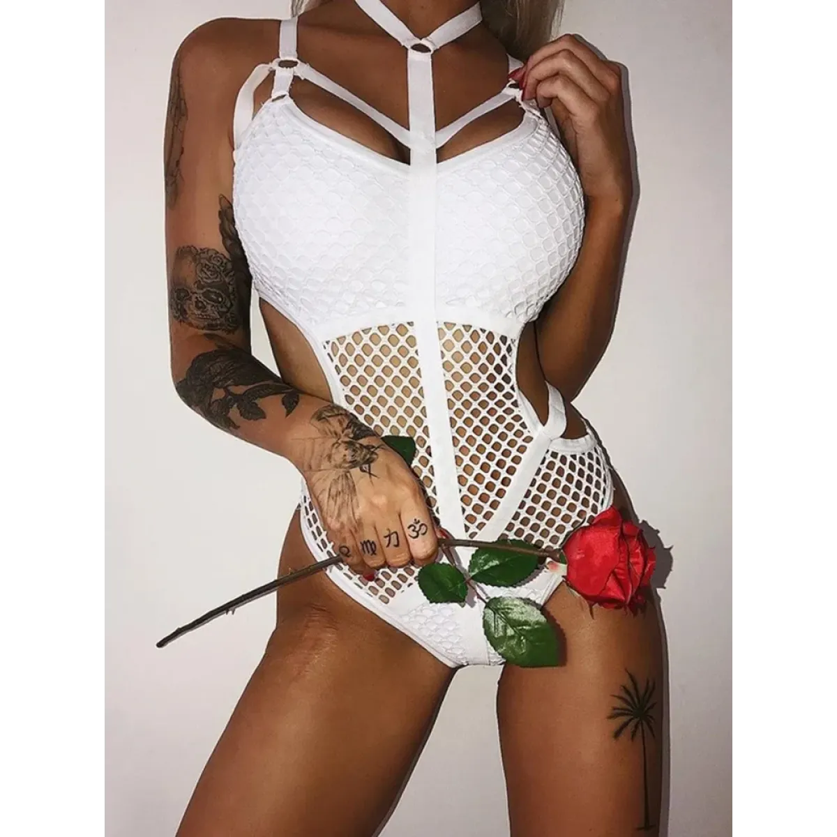 Sexy Dark Academia Gothic Hollow-Out Bodysuit