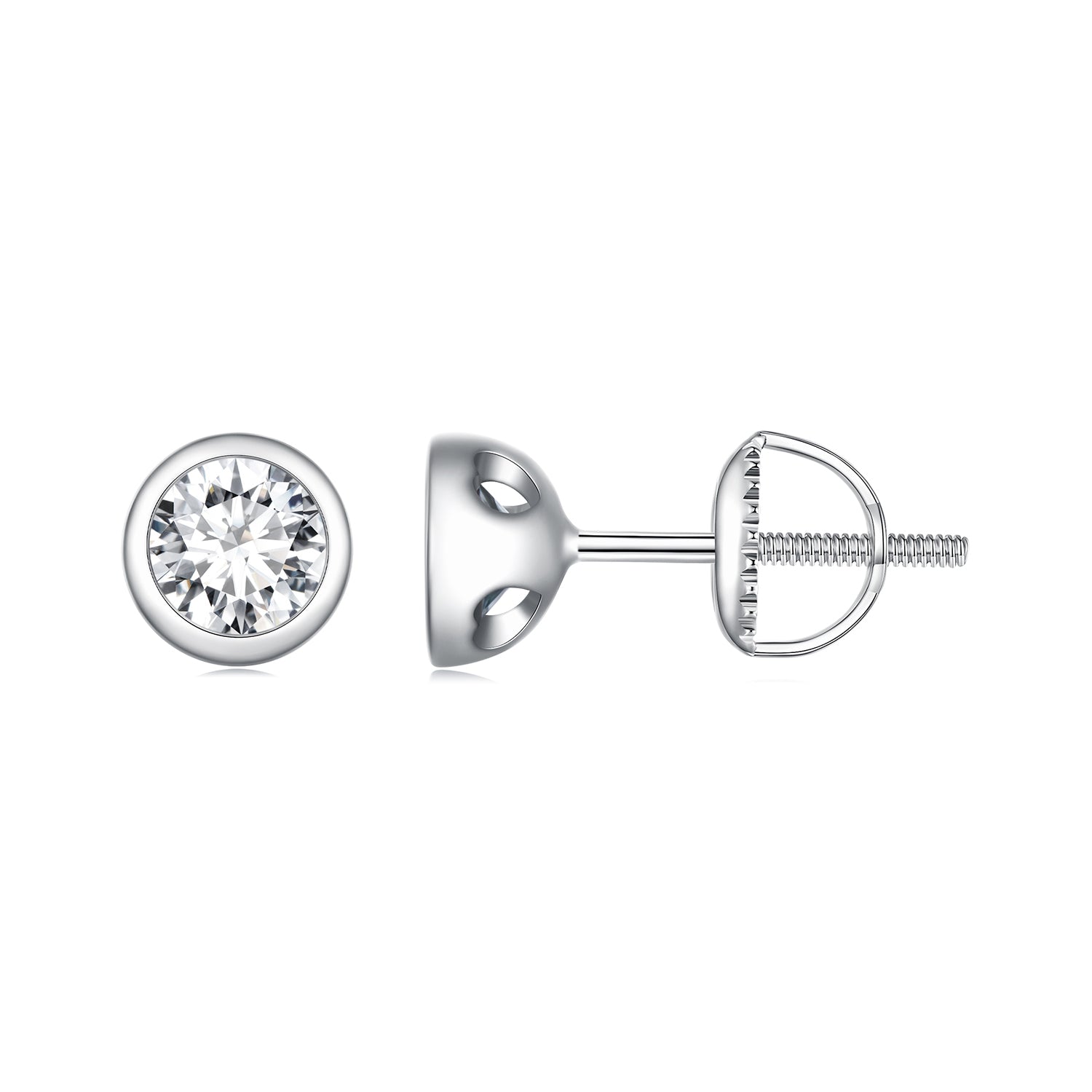 925 Sterling Silver 5.0mm Moissanite Earrings for Women