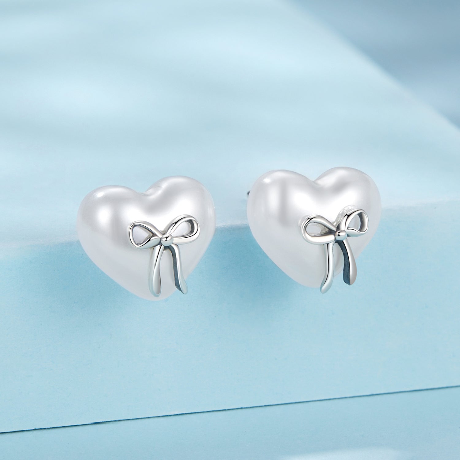 925 Sterling Silver Earrings with Quality Shell Pearl, Size 1*1.2cm for Women