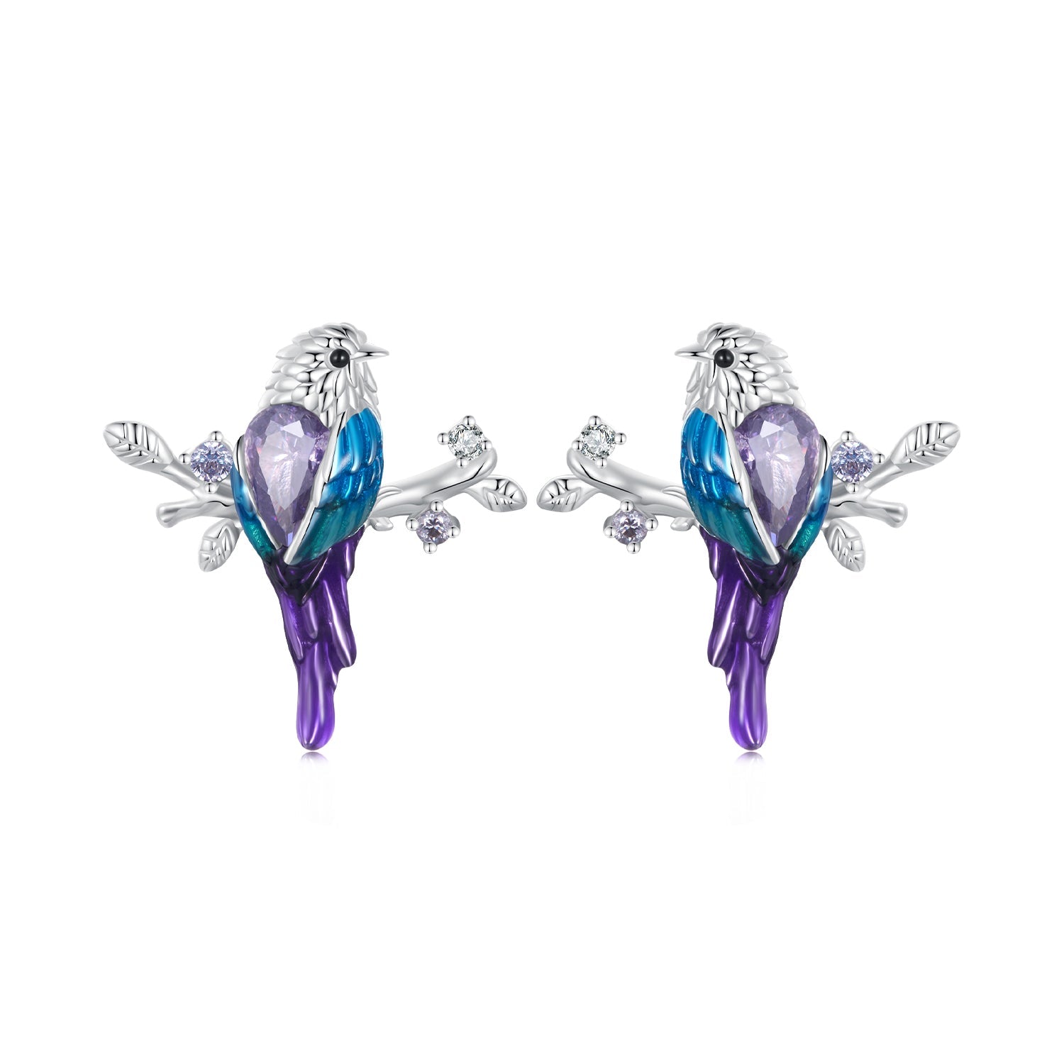 925 Sterling Silver Enamel Process Pavé Setting CZ Earrings