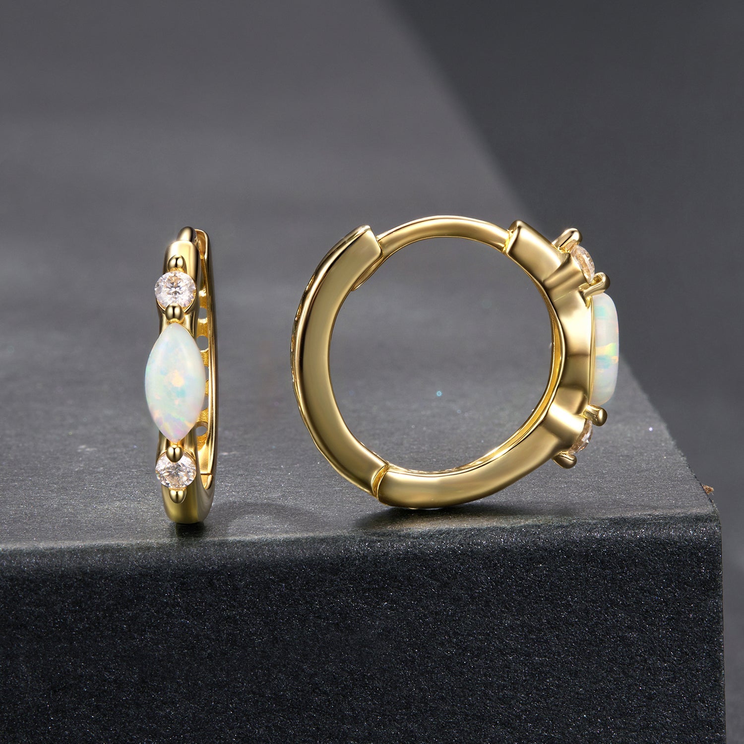 925 Sterling Silver Moissanite and Opal White Gold Plated Earrings for Women