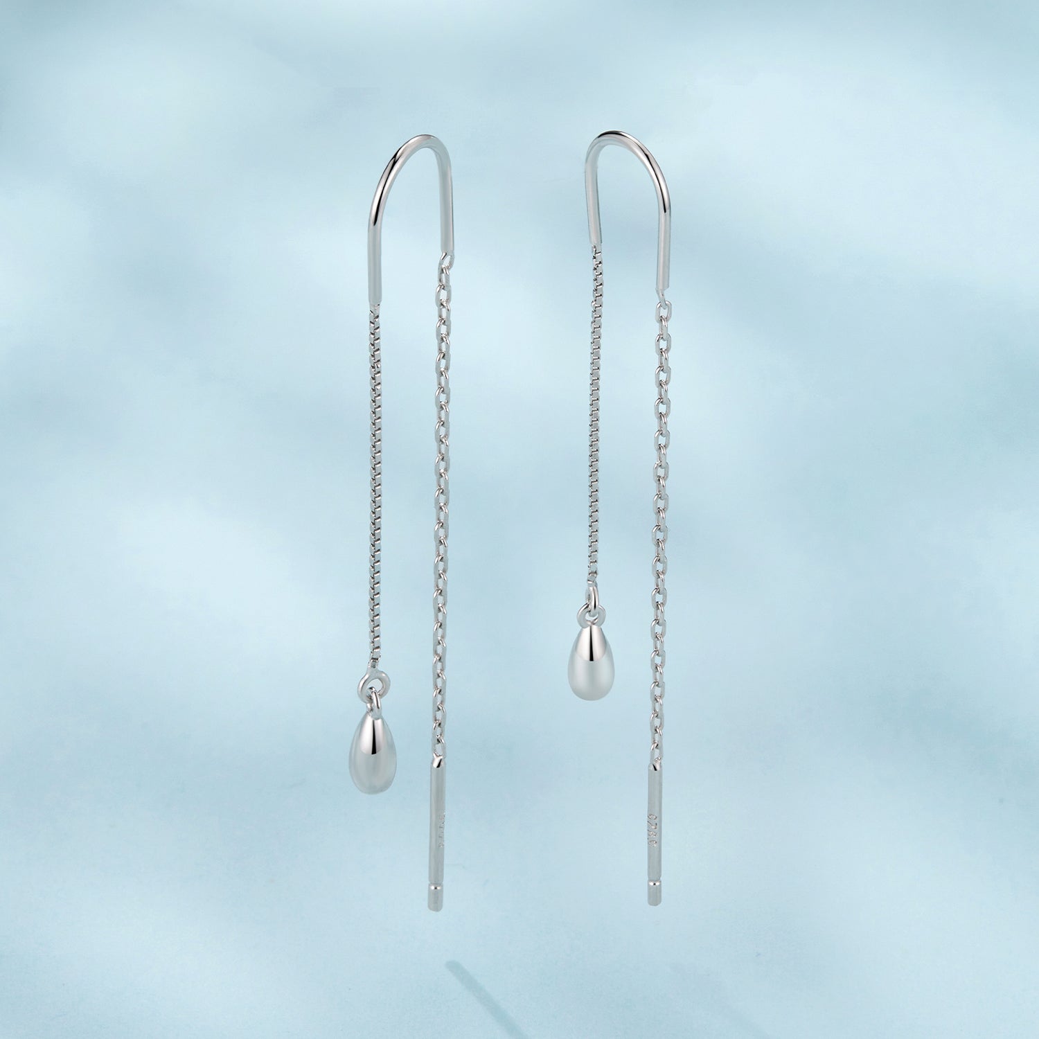 925 Sterling Silver Plated White Gold Water Droplet Earrings for Women