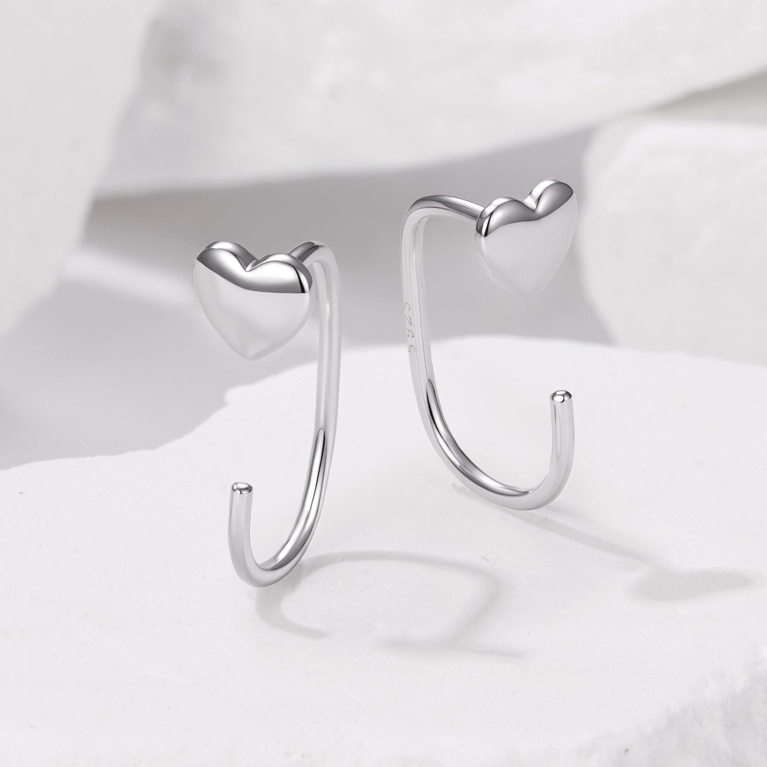 925 Silver White Gold Plated 1.4cm Brass Earrings for Women