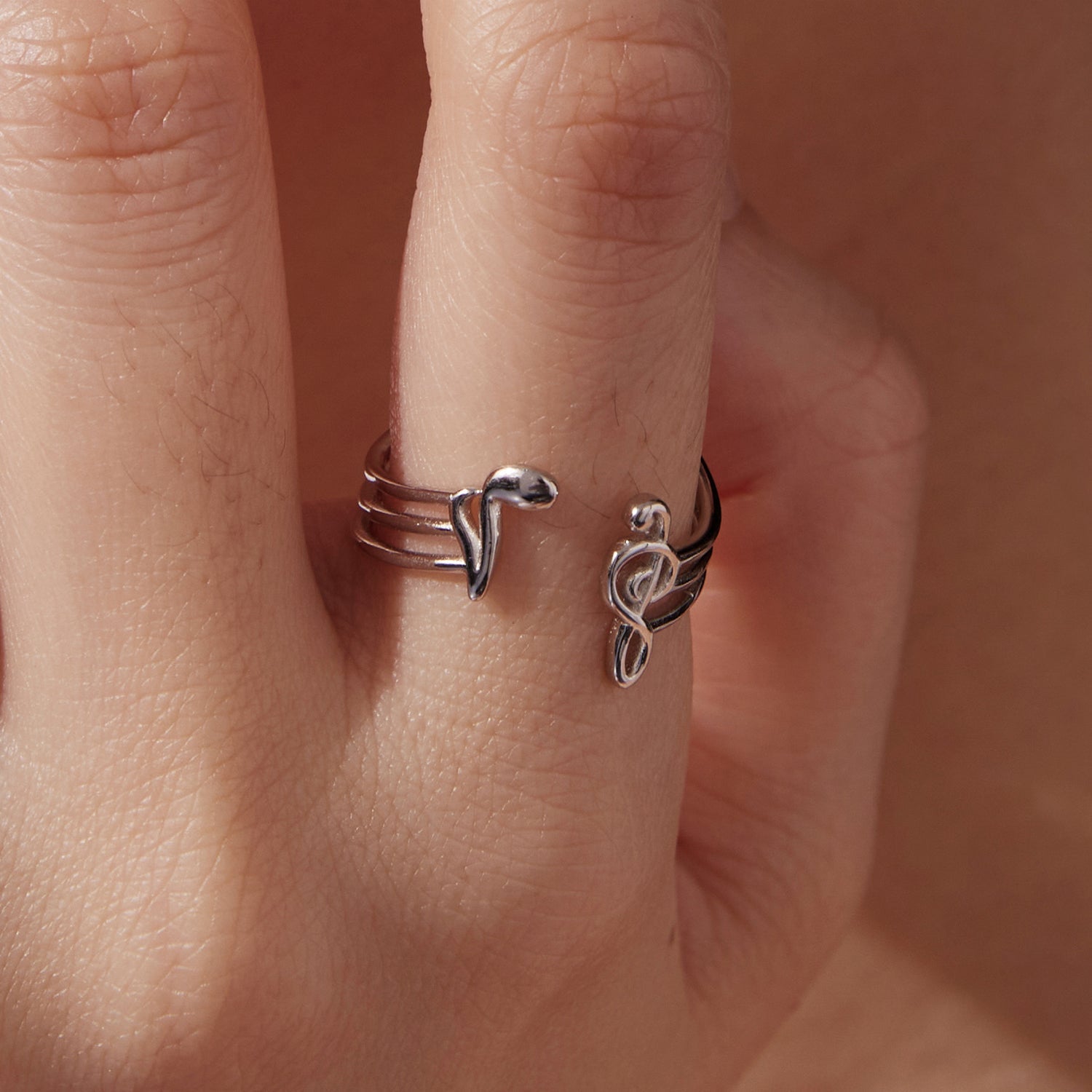 925 Sterling Silver Plated White Gold Adjustable Ring for Women