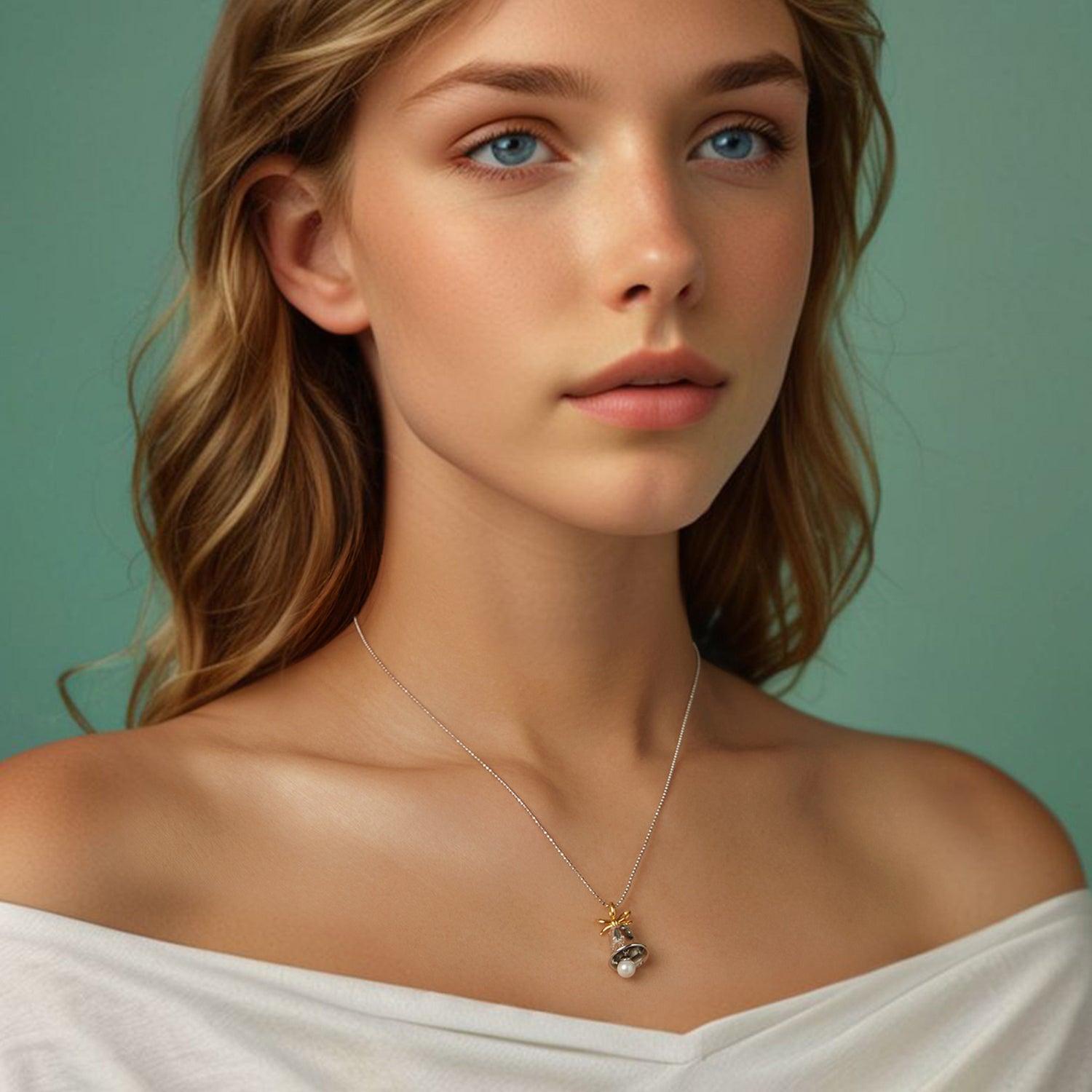 925 Sterling Silver Necklace with Quality Shell Pearl, Length 40+5cm, for Women