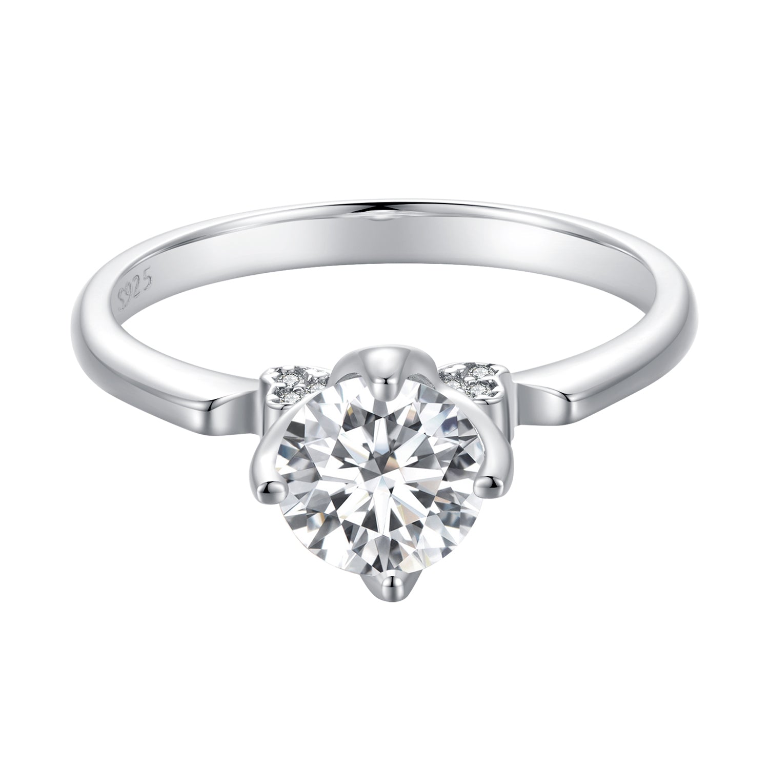 925 Sterling Silver 1.0 Carat Moissanite Ring in Size 8