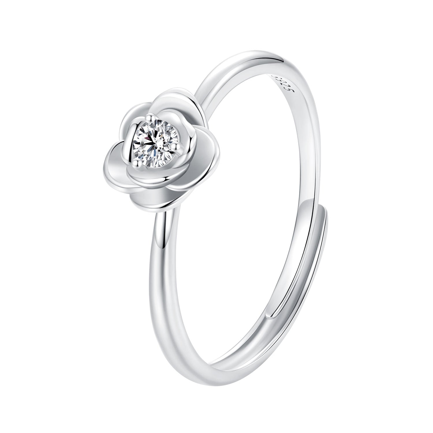 925 Sterling Silver White Gold Plated Moissanite Ring Size E for Women