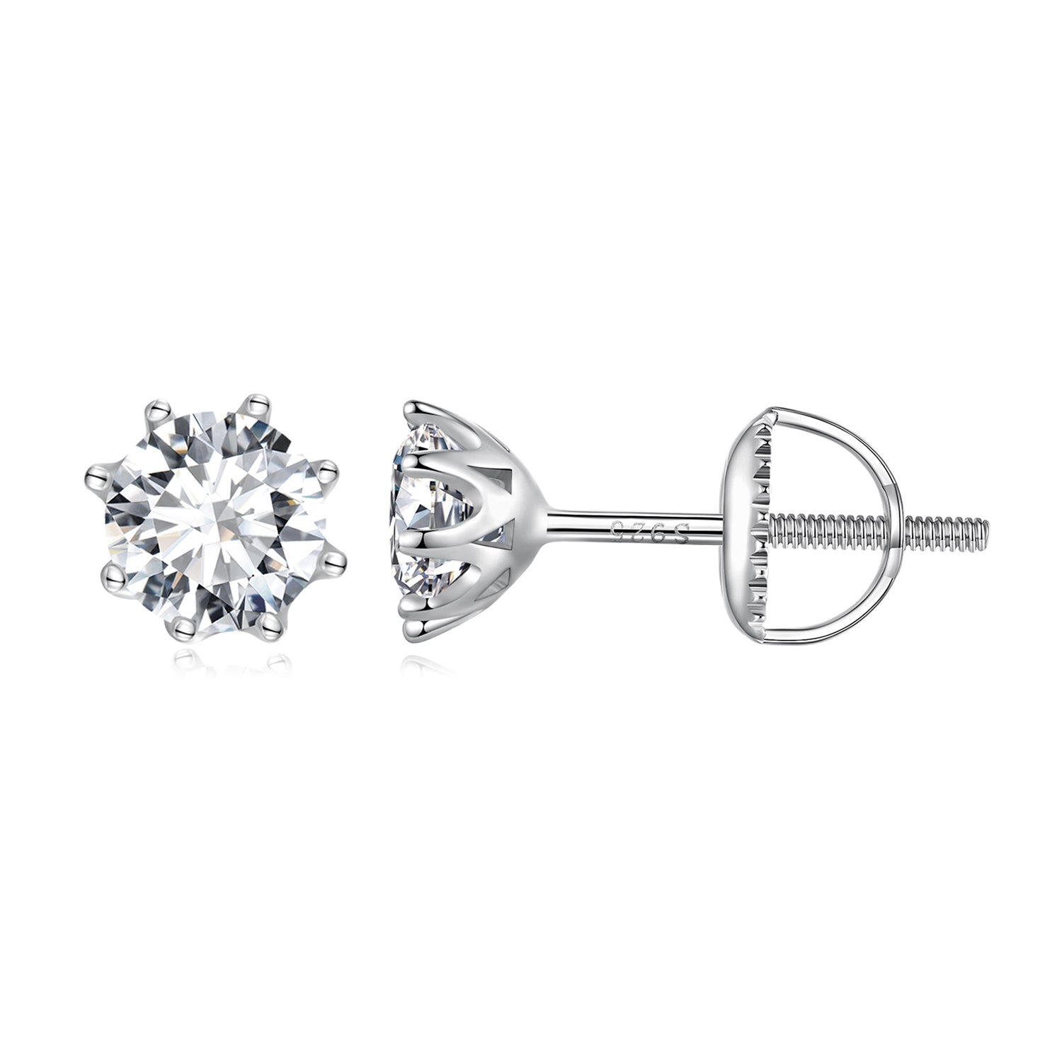 S925 Silver 0.5 Carat Moissanite Earrings 6.0mm for Women