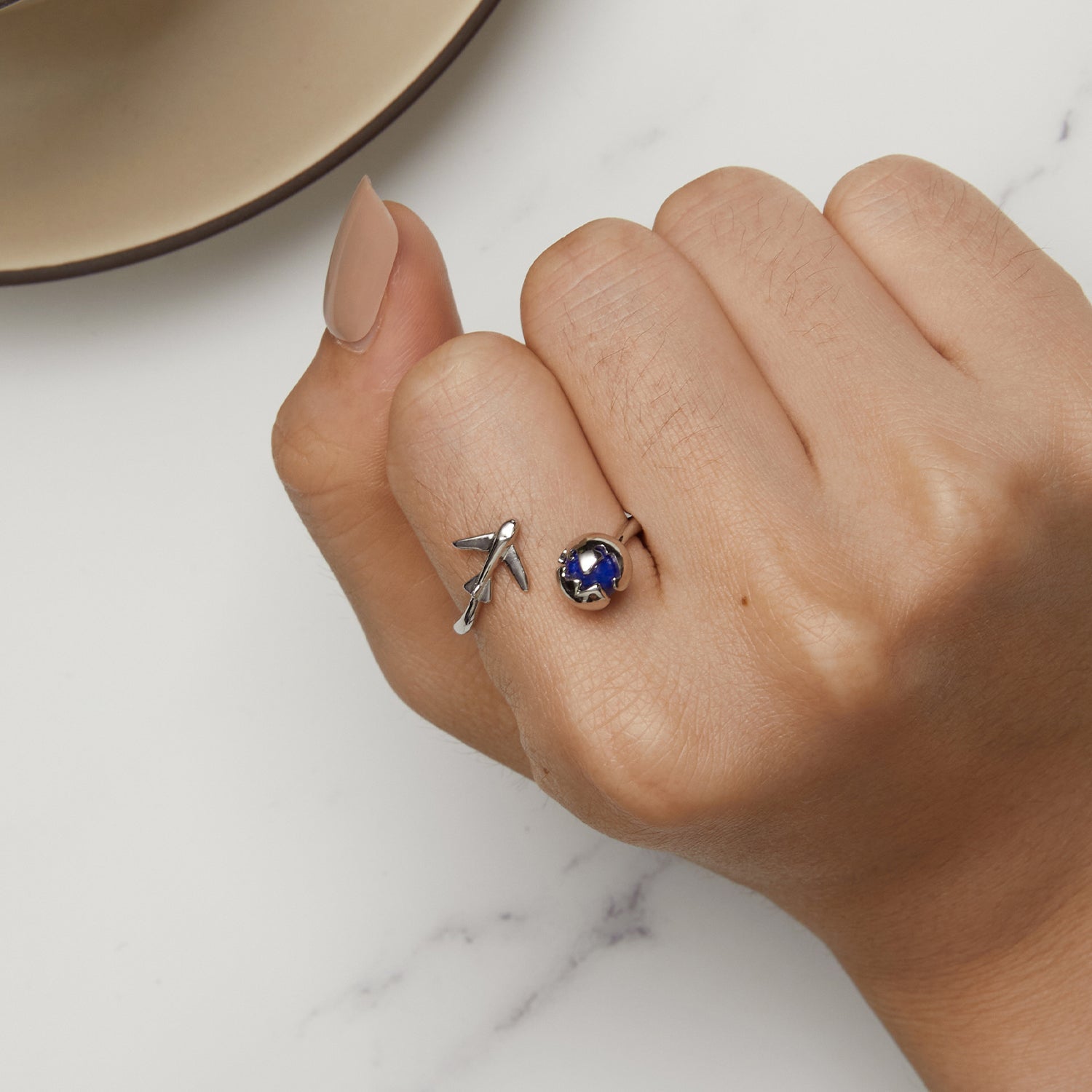 925 Silver 1.8mm Lapis Lazuli Ring