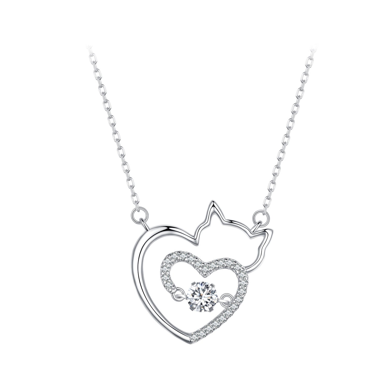 925 Sterling Silver Necklace with 19*18mm Pavé Setting CZ Pendant