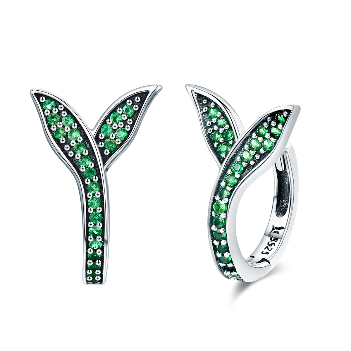 925 Sterling Silver Earrings with Pavé Setting CZ 1.5*1cm for Women