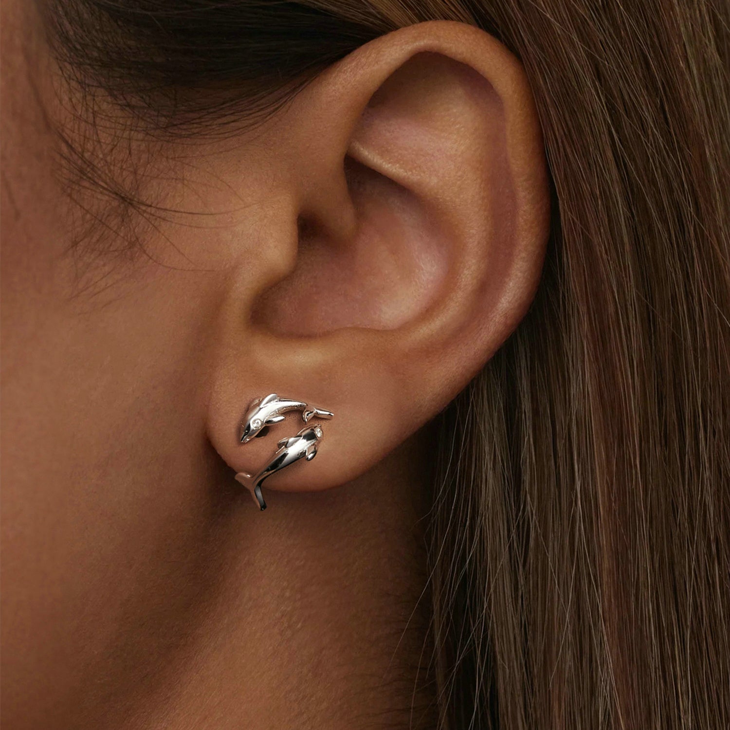 S925 Sterling Silver Rose Gold Plated Zircon Earrings