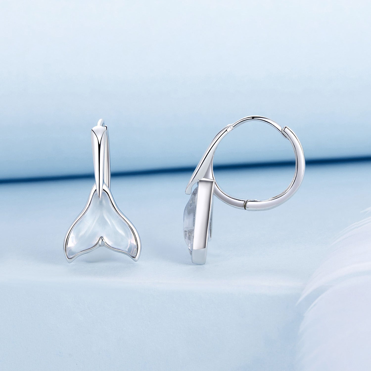 925 Sterling Silver Transparent Glass Earrings for Women