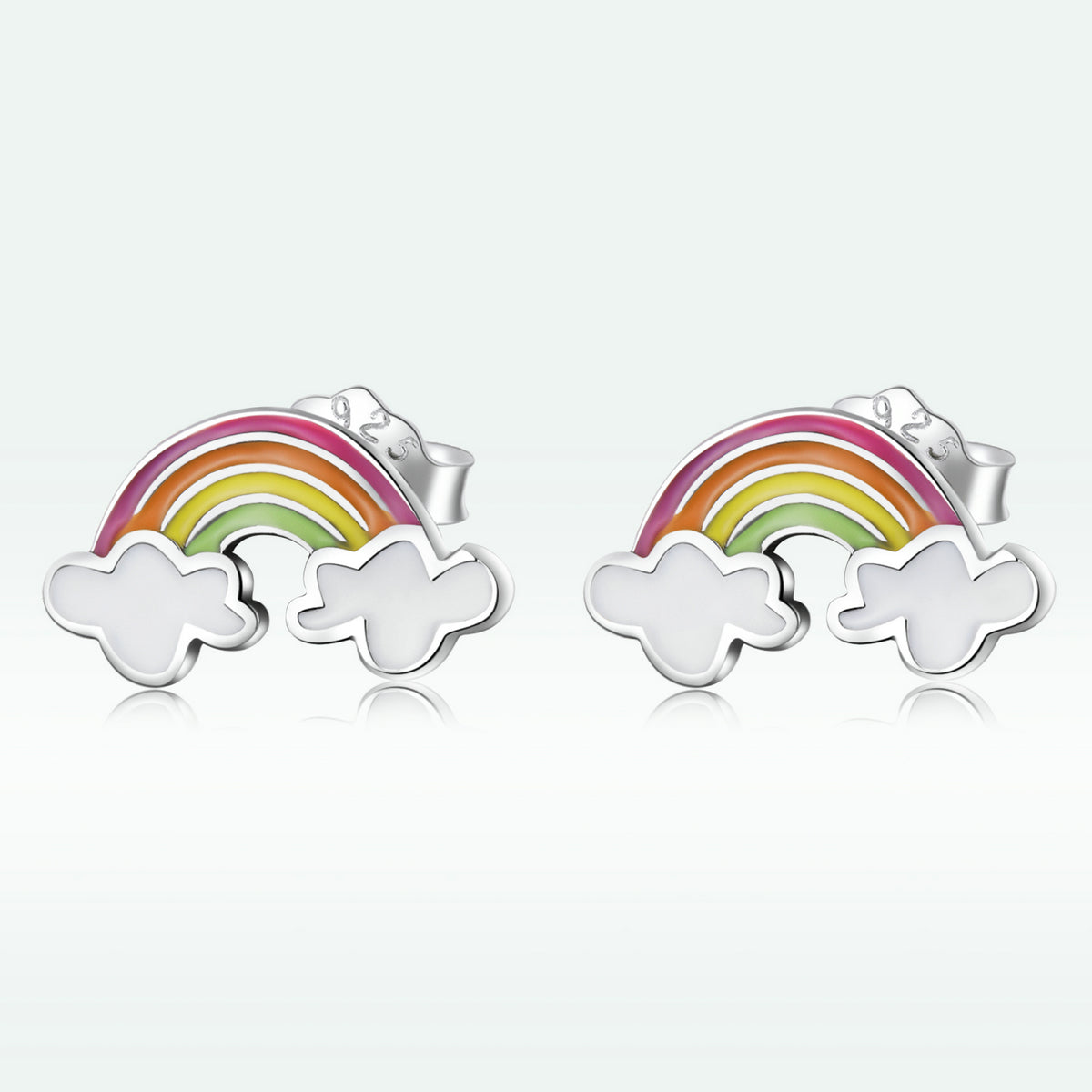925 Sterling Silver Earrings with Enamel Process in Oxidized Silver for Women