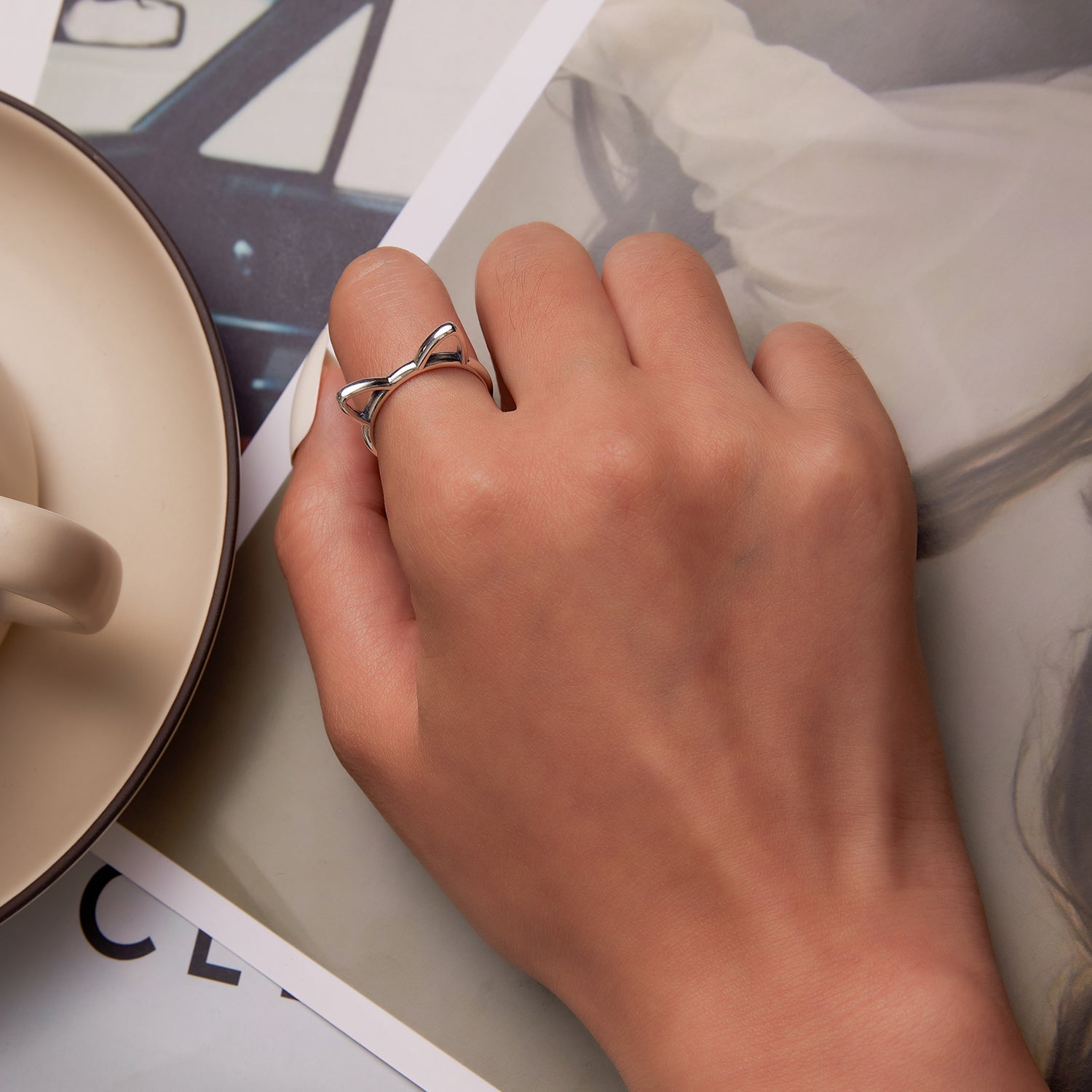 925 Sterling Silver Oxidized Paw Design Ring
