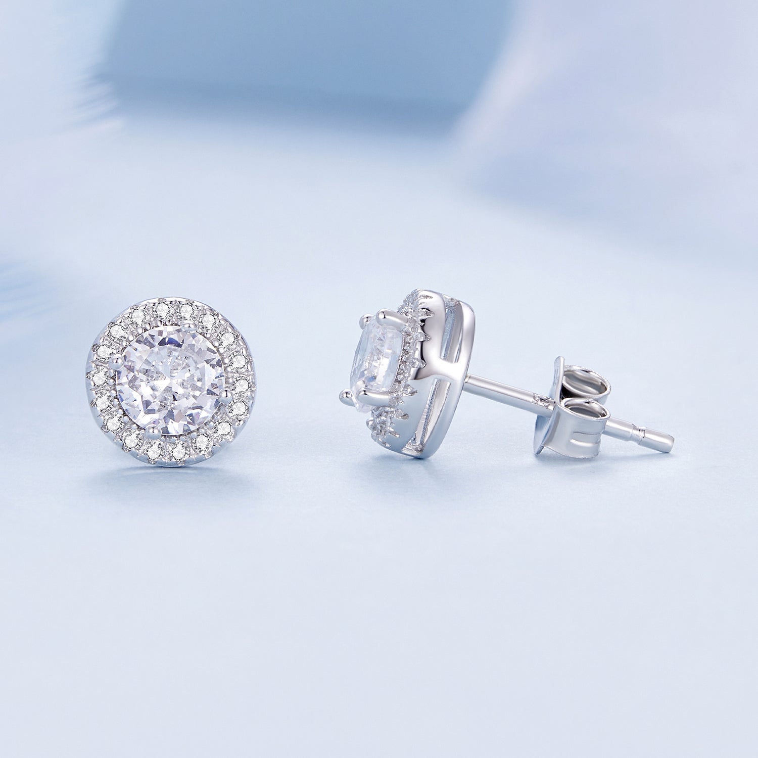 925 Sterling Silver 6.5mm Pavé Setting CZ Earrings