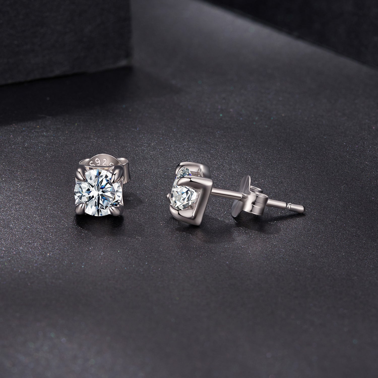 925 Sterling Silver & Moissanite Earrings - White Gold Plated, 0.5ct, Style S for Women
