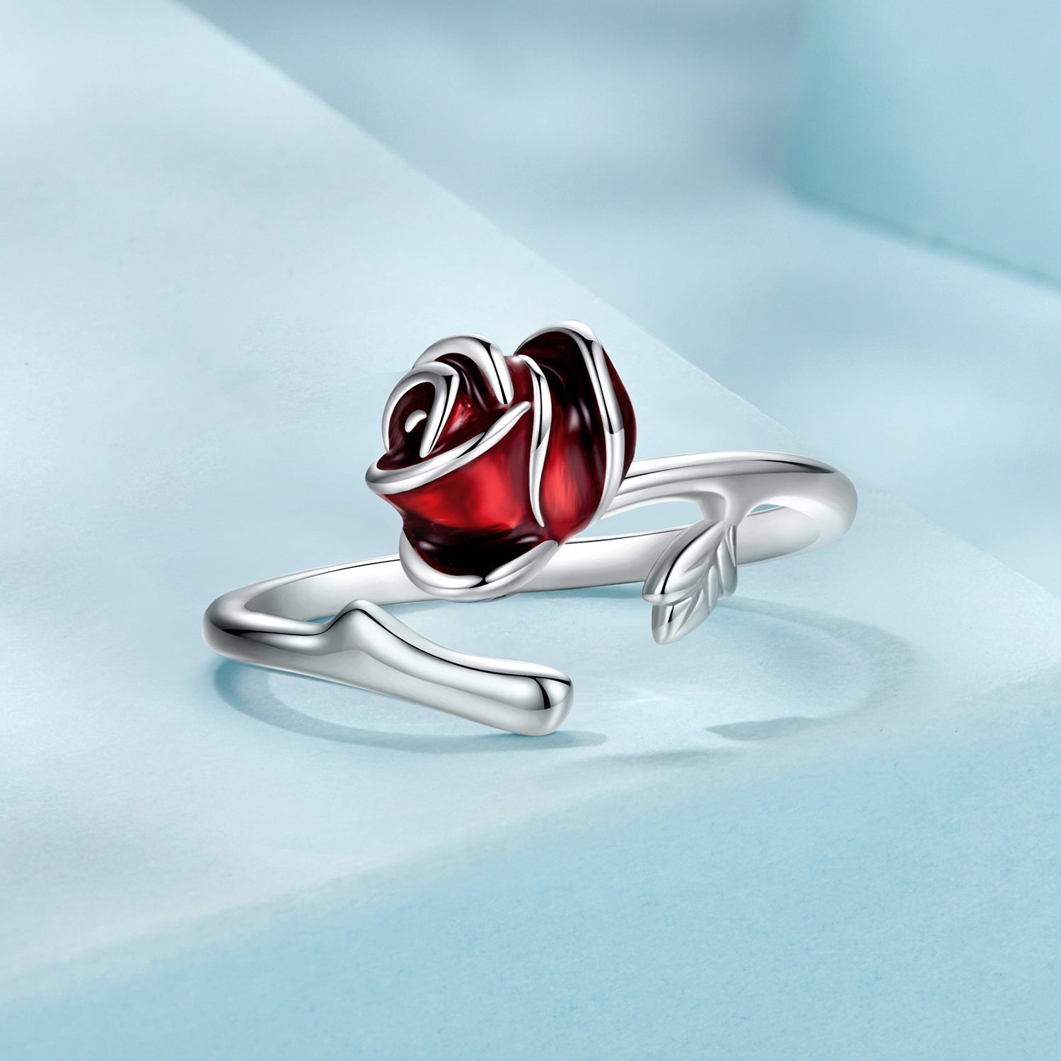 925 Sterling Silver Ring with White Gold Plating, Enamel, Width 0.16cm, Style E for Women