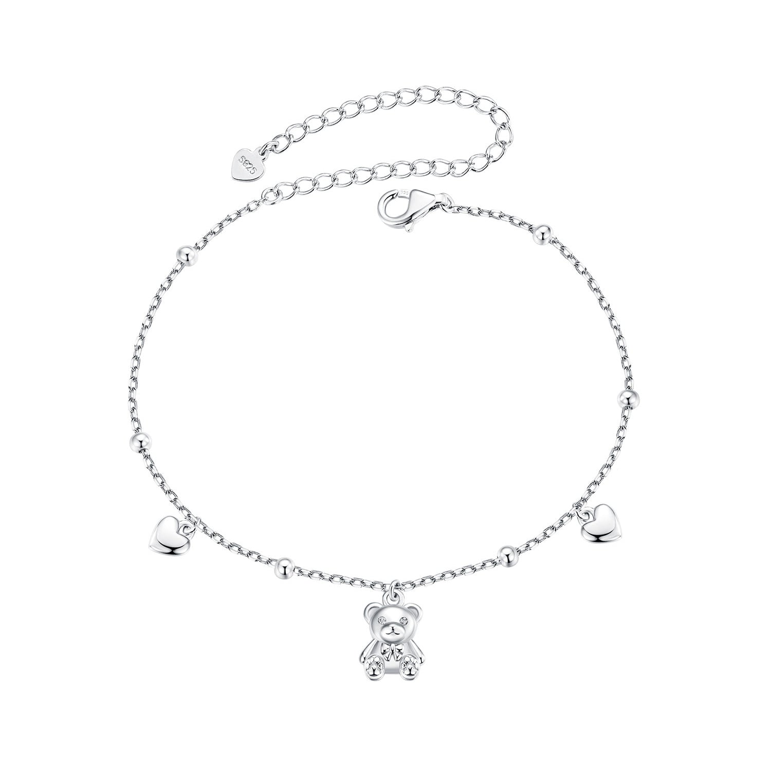 925 Sterling Silver Bracelet with Pavé Setting CZ, 150+60mm Length for Women