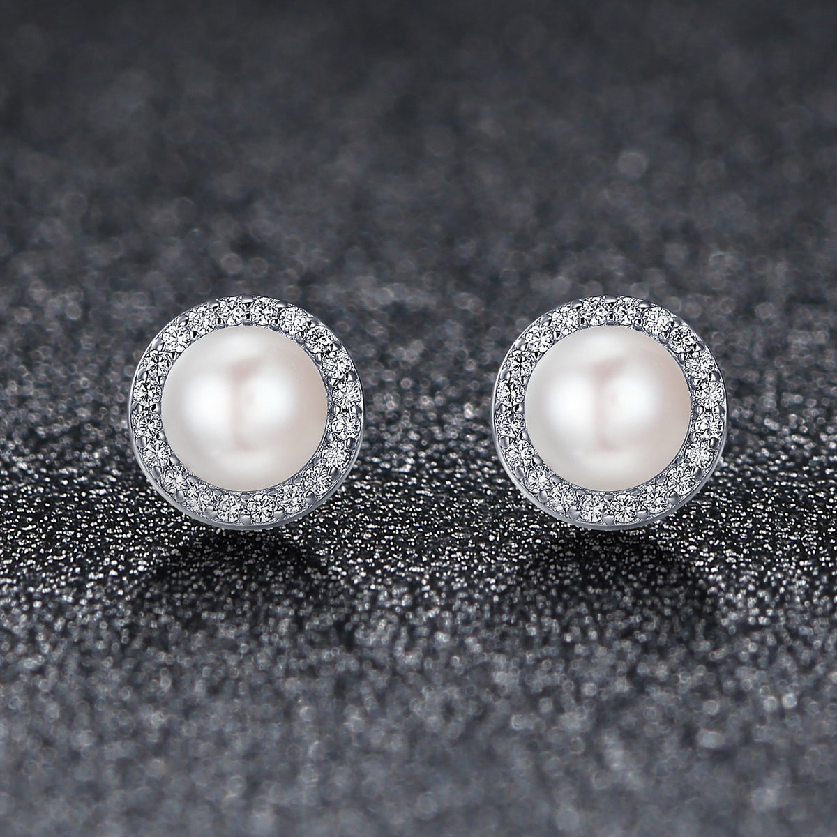 925 Sterling Silver Freshwater Pearl Earrings with CZ for Women