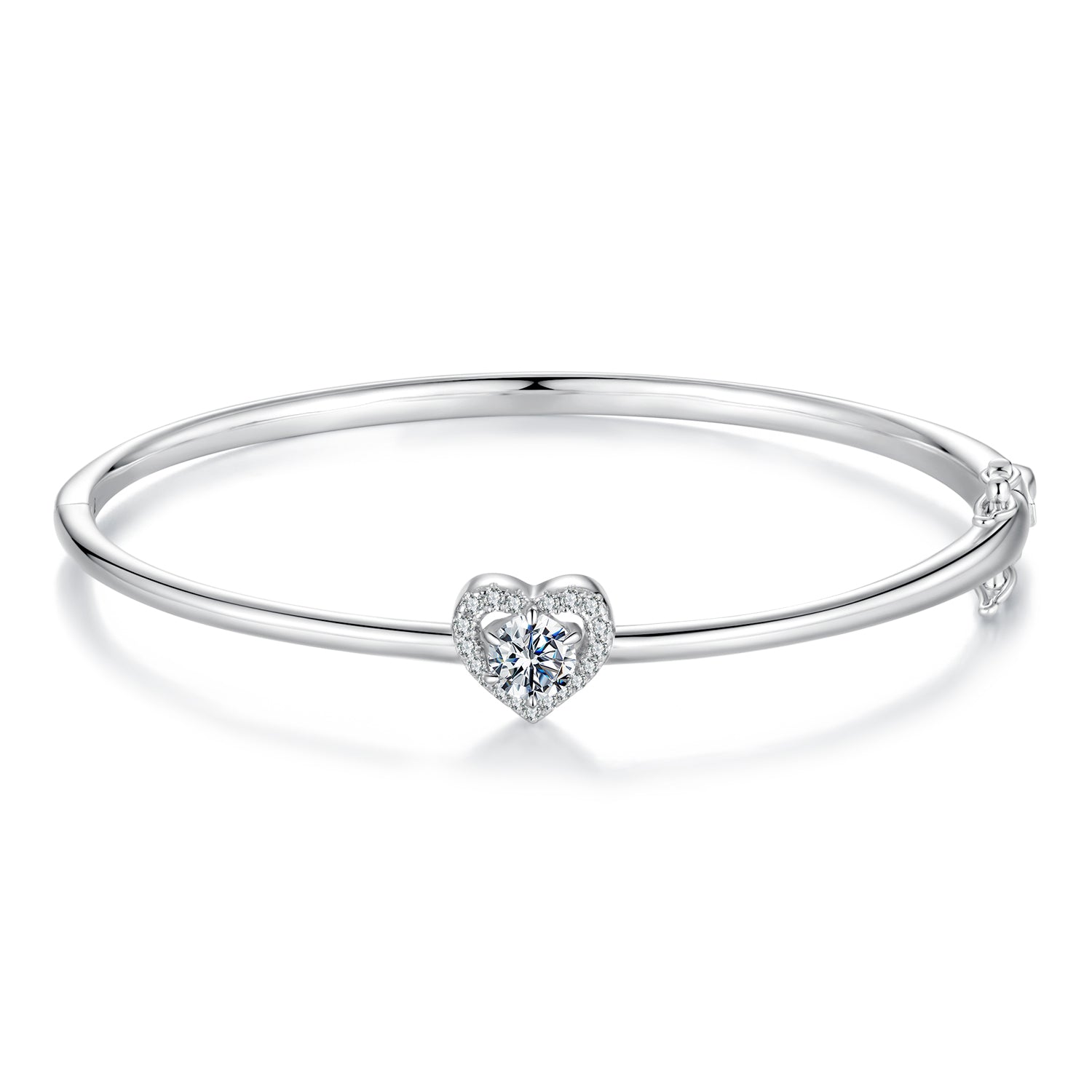 925 Sterling Silver Moissanite & CZ Bracelet Size 17 for Women