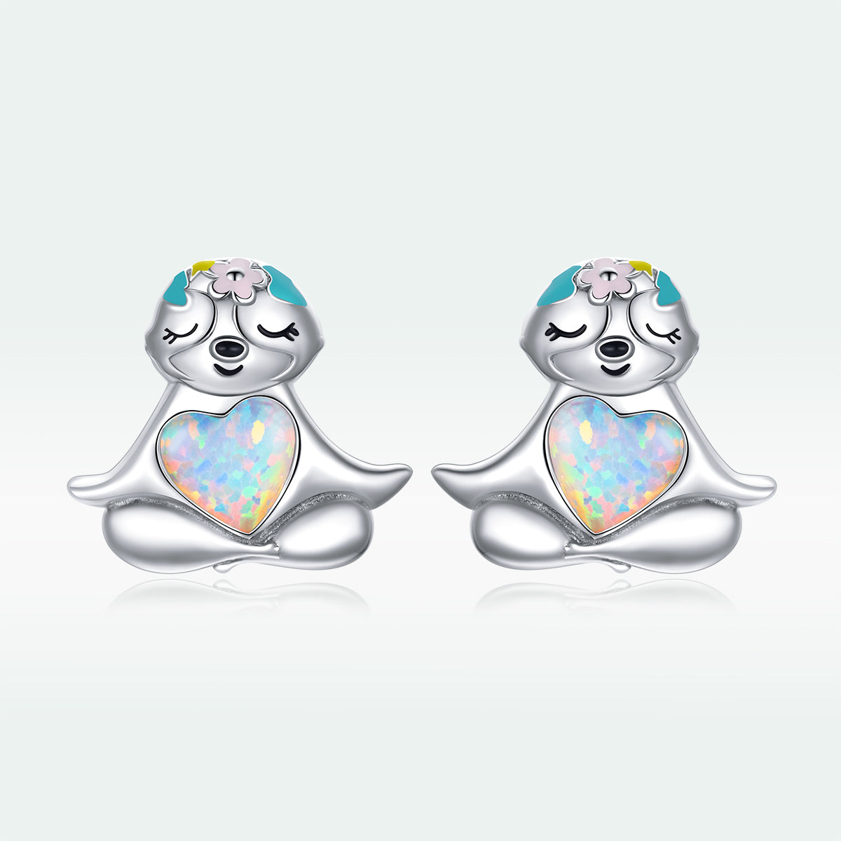 925 Sterling Silver Earrings with Translucent Opal