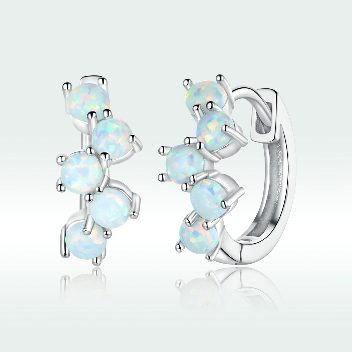 925 Sterling Silver Earrings with Translucent Opal