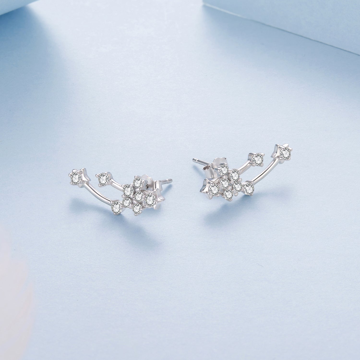925 Sterling Silver & Brass White Gold Plated Earrings with CZ for Women