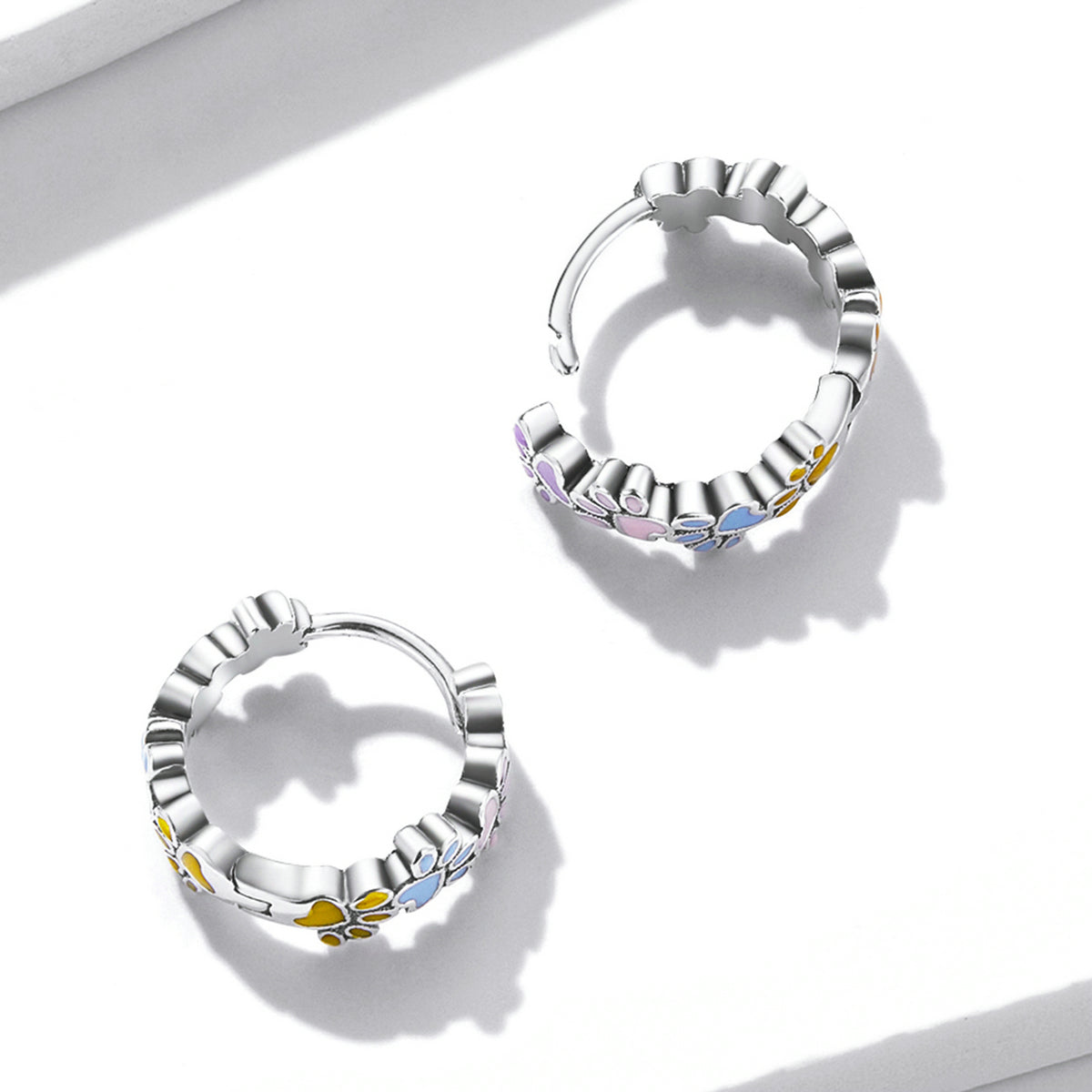 925 Sterling Silver Enamel Oxidized Silver Earrings
