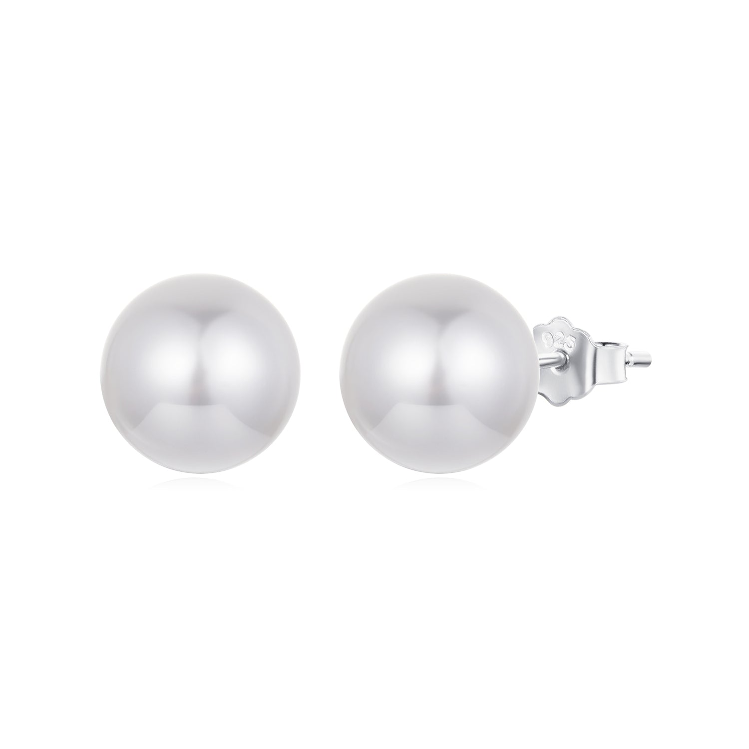 925 Sterling Silver Earrings with Quality Shell Pearl in White Gold Plating for Women