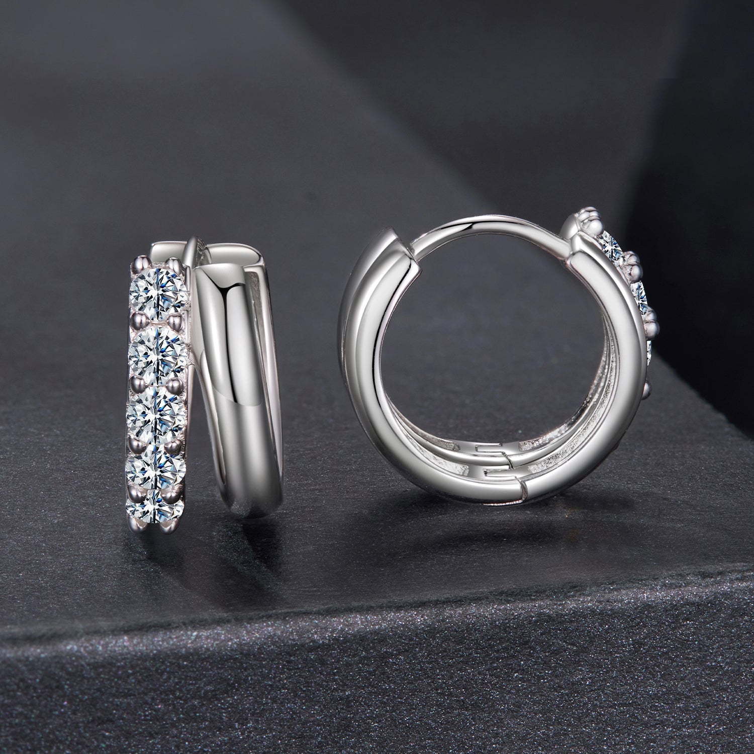 925 Sterling Silver Moissanite 0.06 Carat White Gold Plated Earrings for Women