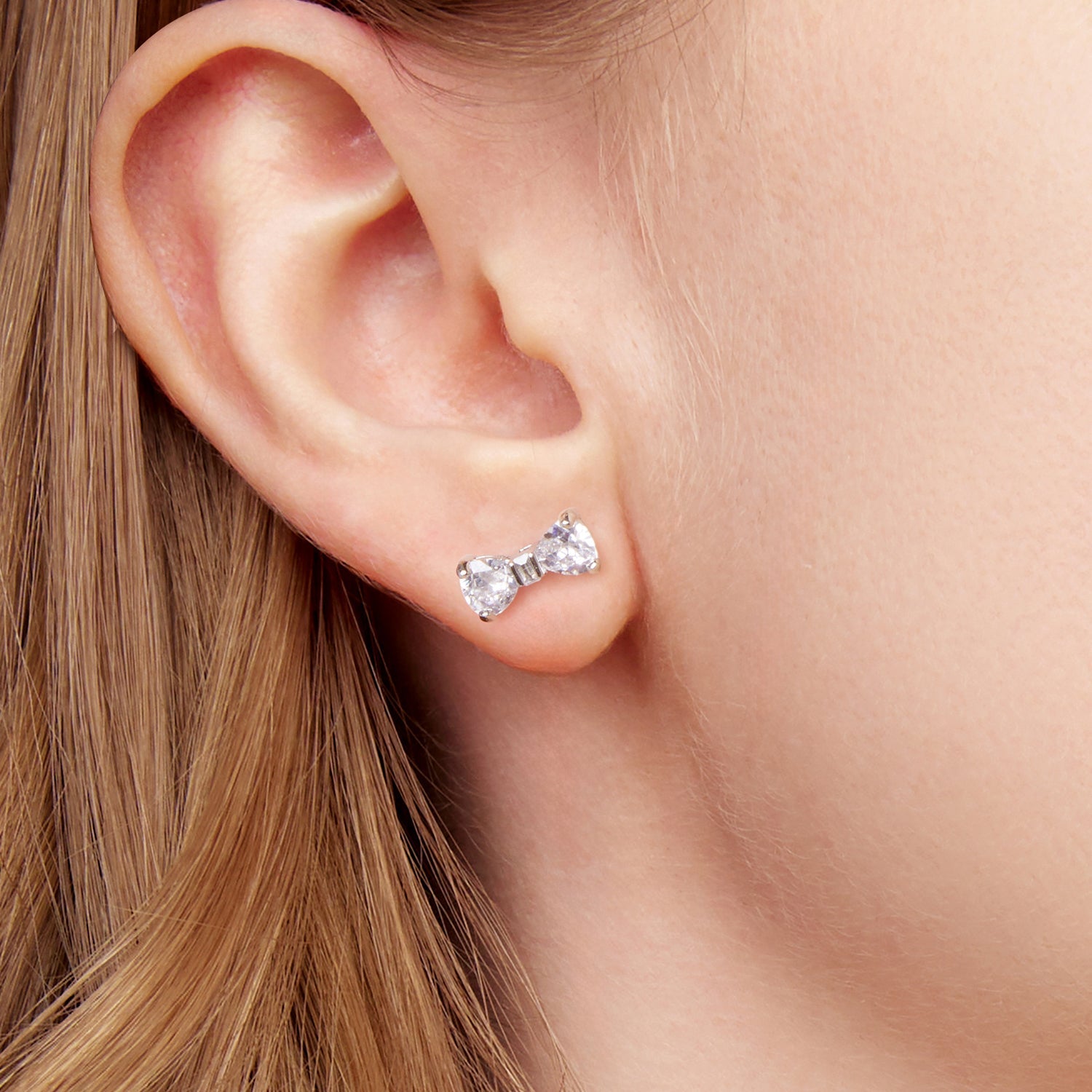 925 Sterling Silver Earrings with Pavé Setting CZ and White Gold Plating