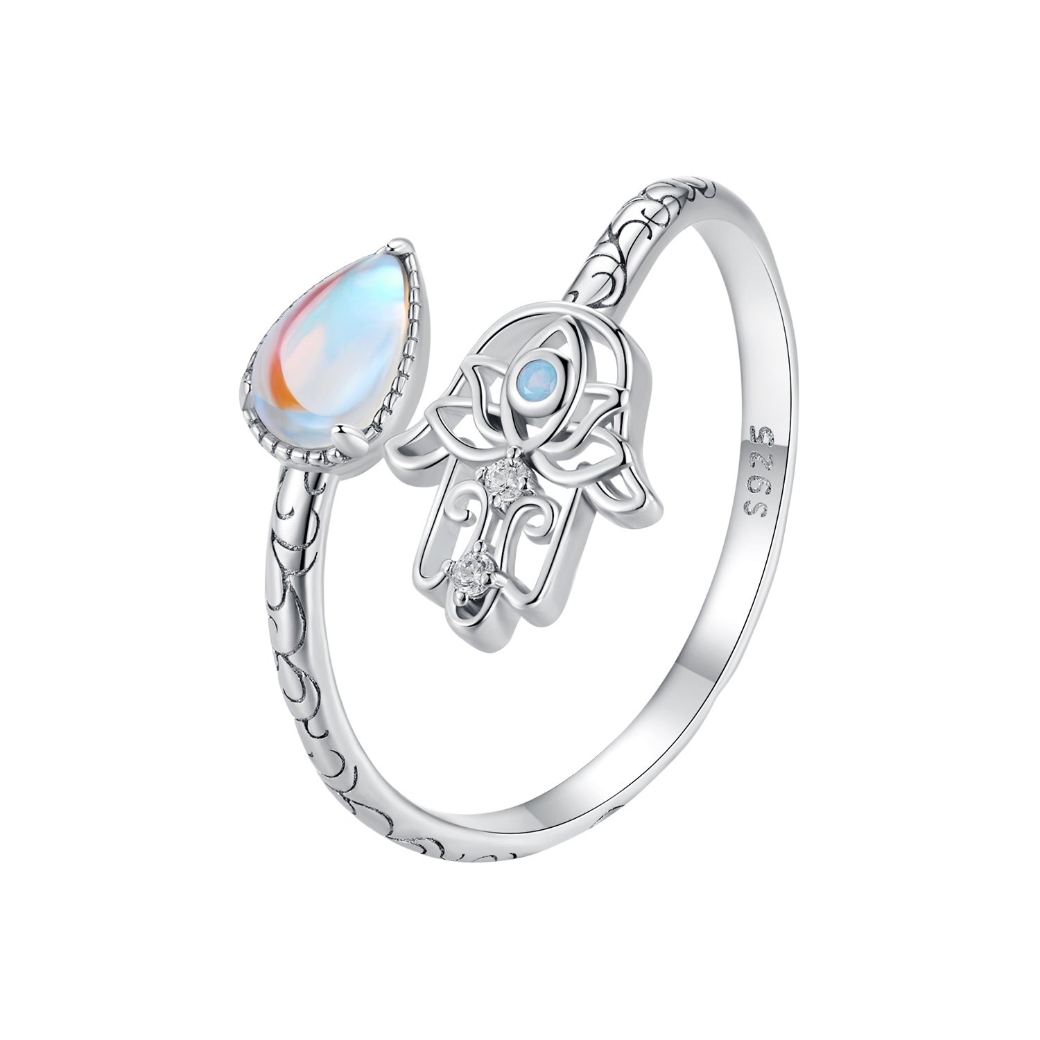 925 Sterling Silver Opal Nanometer Stone Platinum Plated Ring