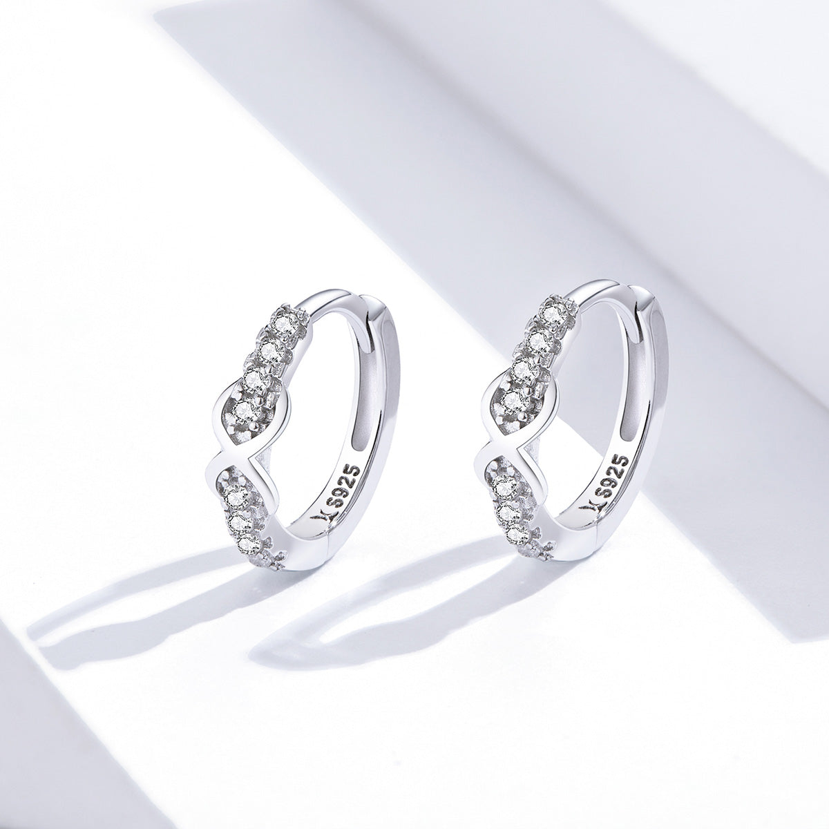 925 Sterling Silver Plated Platinum CZ Pavé Earrings for Women