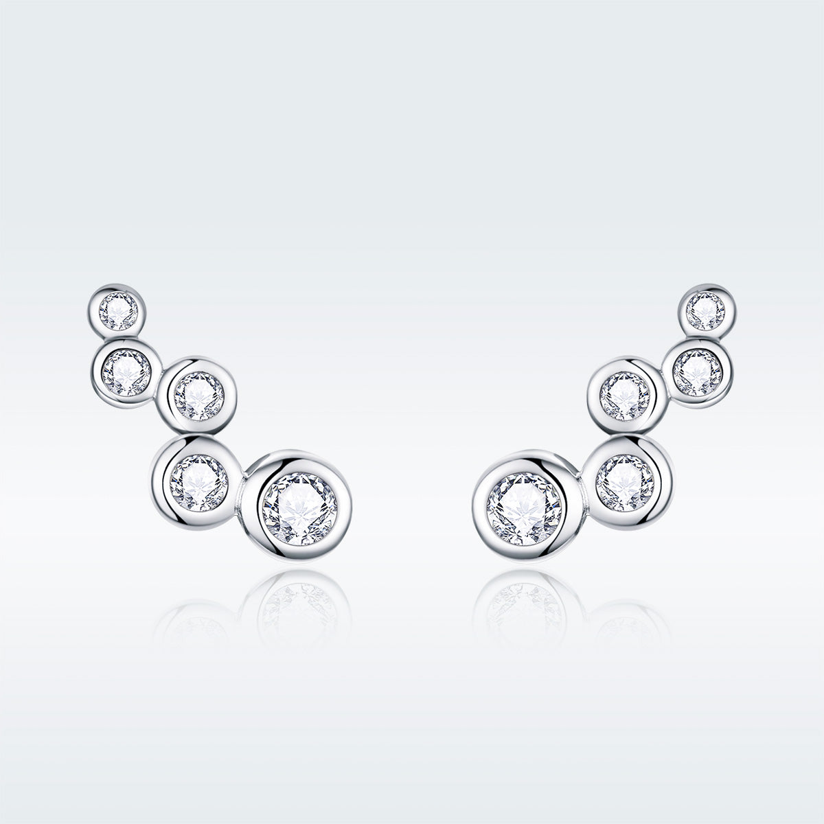 925 Sterling Silver Earrings with Pavé Setting CZ, 0.5x1.2 cm for Women