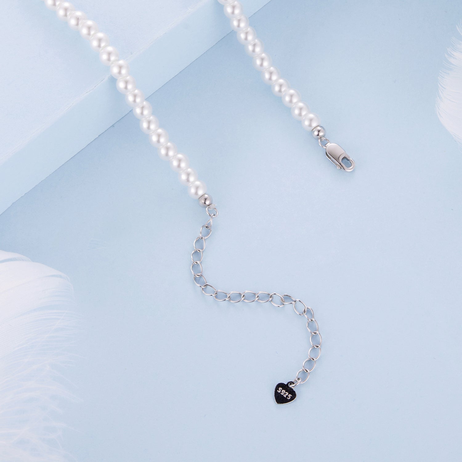 925 Sterling Silver Necklace with Pavé Setting CZ & Synthetic Pearl for Women