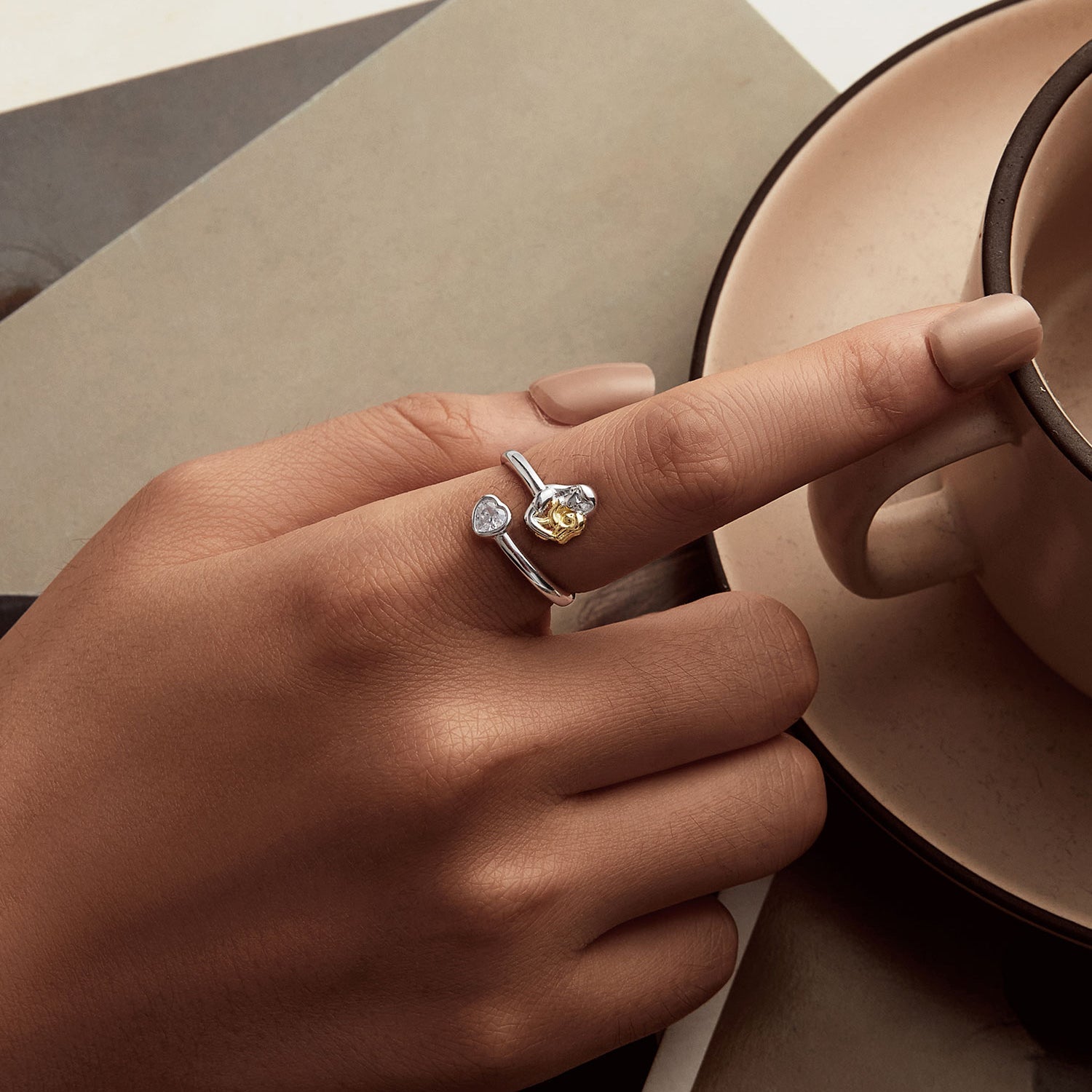 925 Sterling Silver White Gold Plated Ring with CZ - 3mm