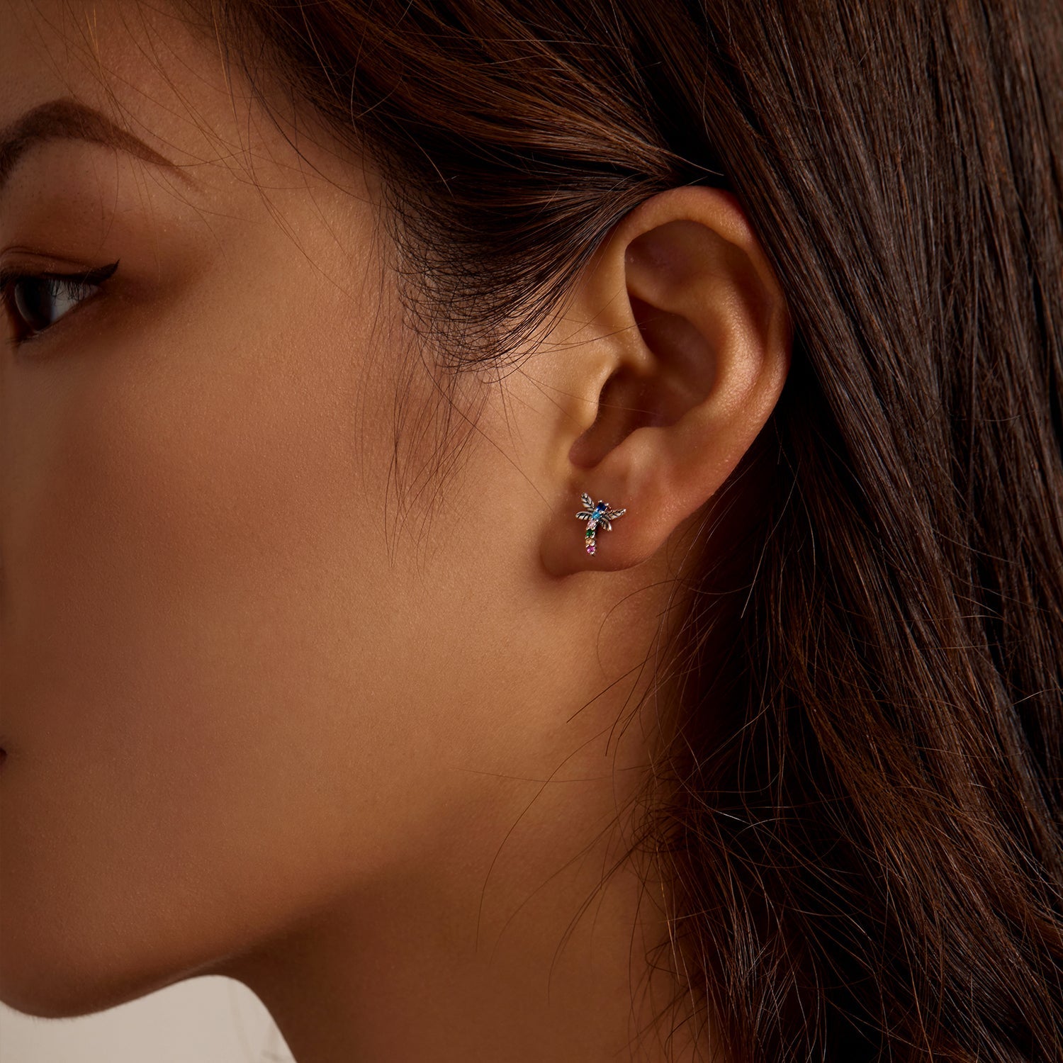 925 Sterling Silver Earrings with Pavé Setting CZ in Oxidized Silver